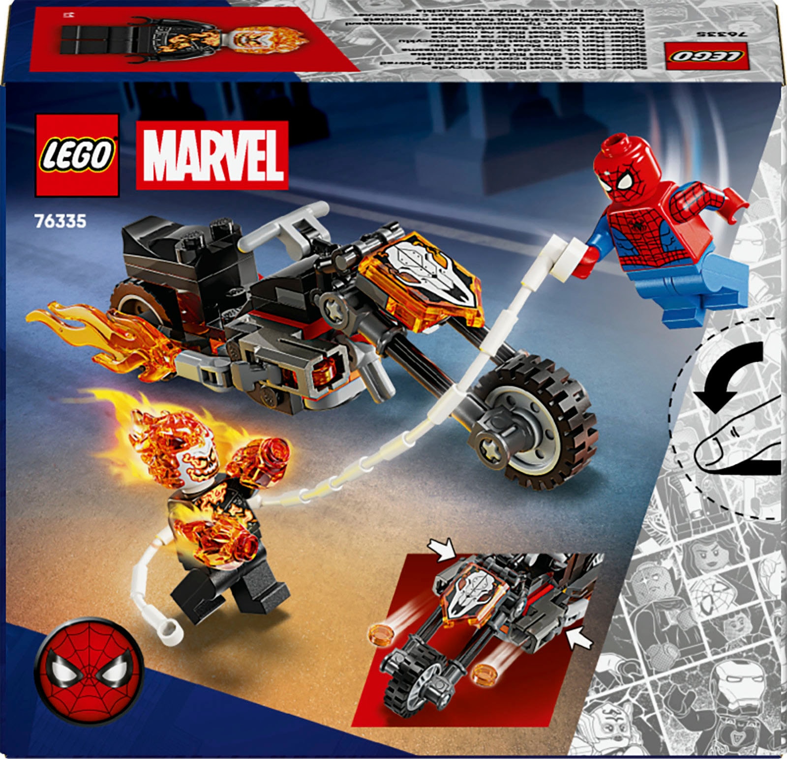 LEGO® Konstruktionsspielsteine »Spider-Man vs. Ghost Rider auf seinem Motorrad (76335)« LEGO Super Heroes; Made in Europe