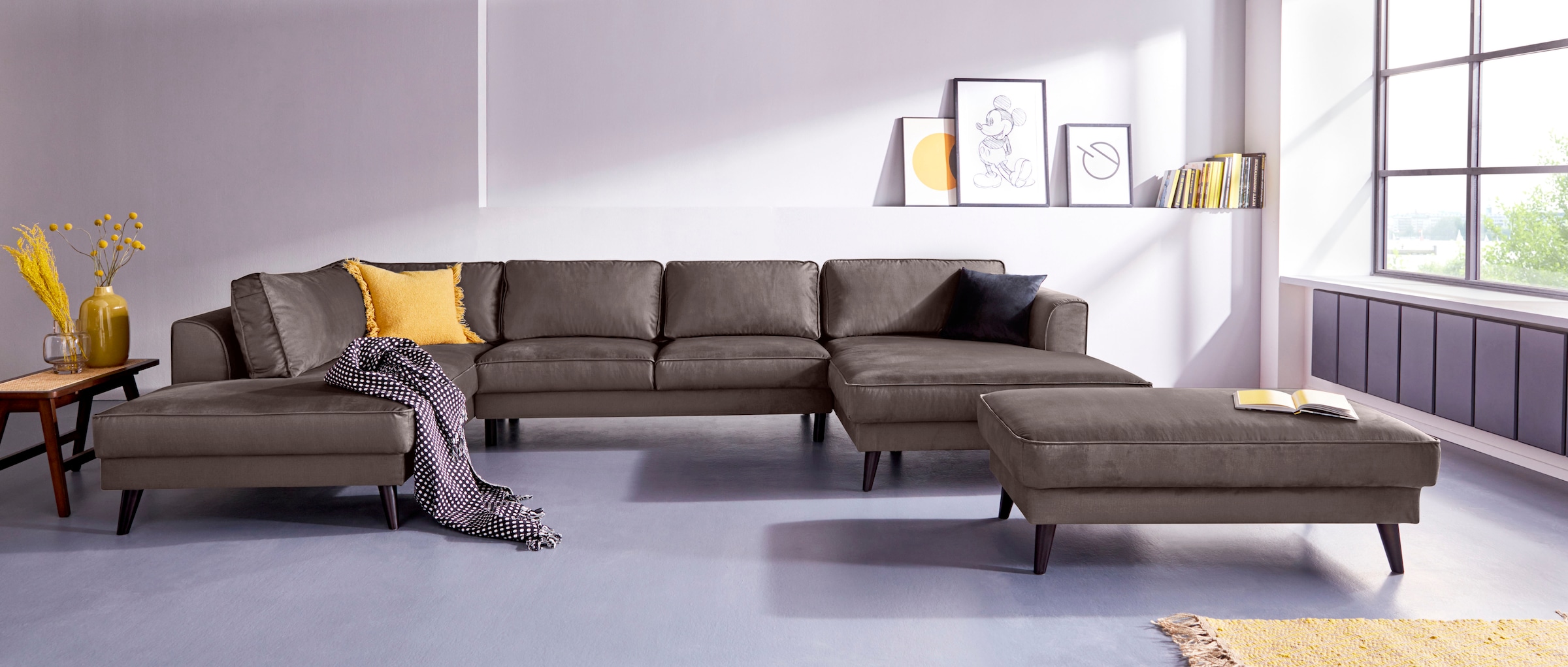 INOSIGN Wohnlandschaft »Lumber Jack, viel Platz, bequem, Breite 354cm, hoher Fuß, U-Form«, in moderner Optik
