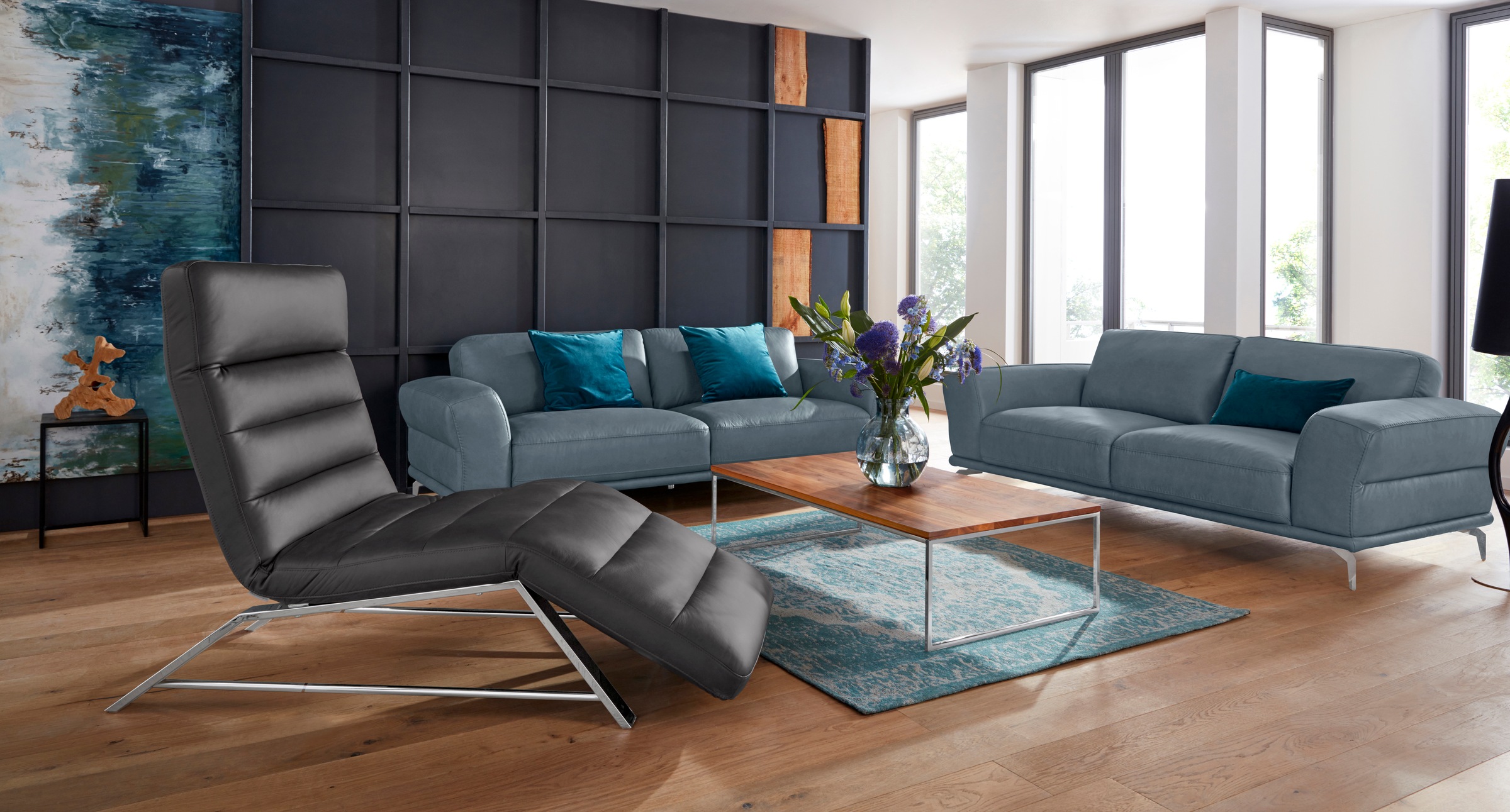 W.SCHILLIG 2,5-Sitzer »montanaa«, mit Metallfüßen in Chrom glänzend, Breite 212 cm