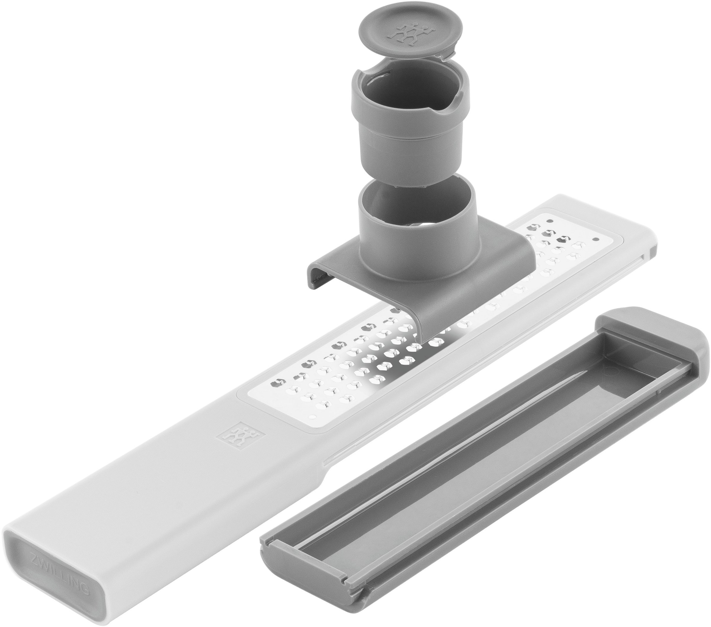 Zwilling Küchenreibe »Feinreibe mit Zwei-Wege-Reibtechnologie«, (1 St.), 3-in-1-Multifunktionsreibe, mit Auffangbehälter und Fingerschutz
