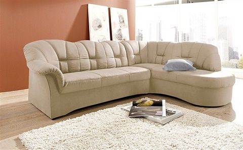 DOMO collection Ecksofa »Papenburg, zeitlose Rückensteppung, elegante Armlehne, L-Form«, mit Ottomane, wahlweise mit Bettfunktion