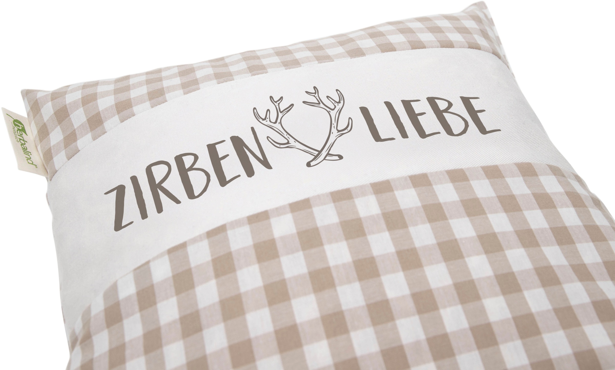 herbalind Duftkissen »als Geschenk 30x30 in braun Dekokissen Zirbenliebe mit Reißverschluss«, (1 St.), 100% Zirbenholzflocken und Baumwolle Handmade in Germany
