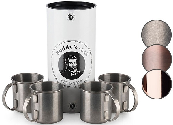 Buddy's Becher »Buddy´s Bar«, (Set, 4 tlg.), Moscow Mule Becher, 450 ml, hochwertiger Edelstahl, Edelstahl Antik