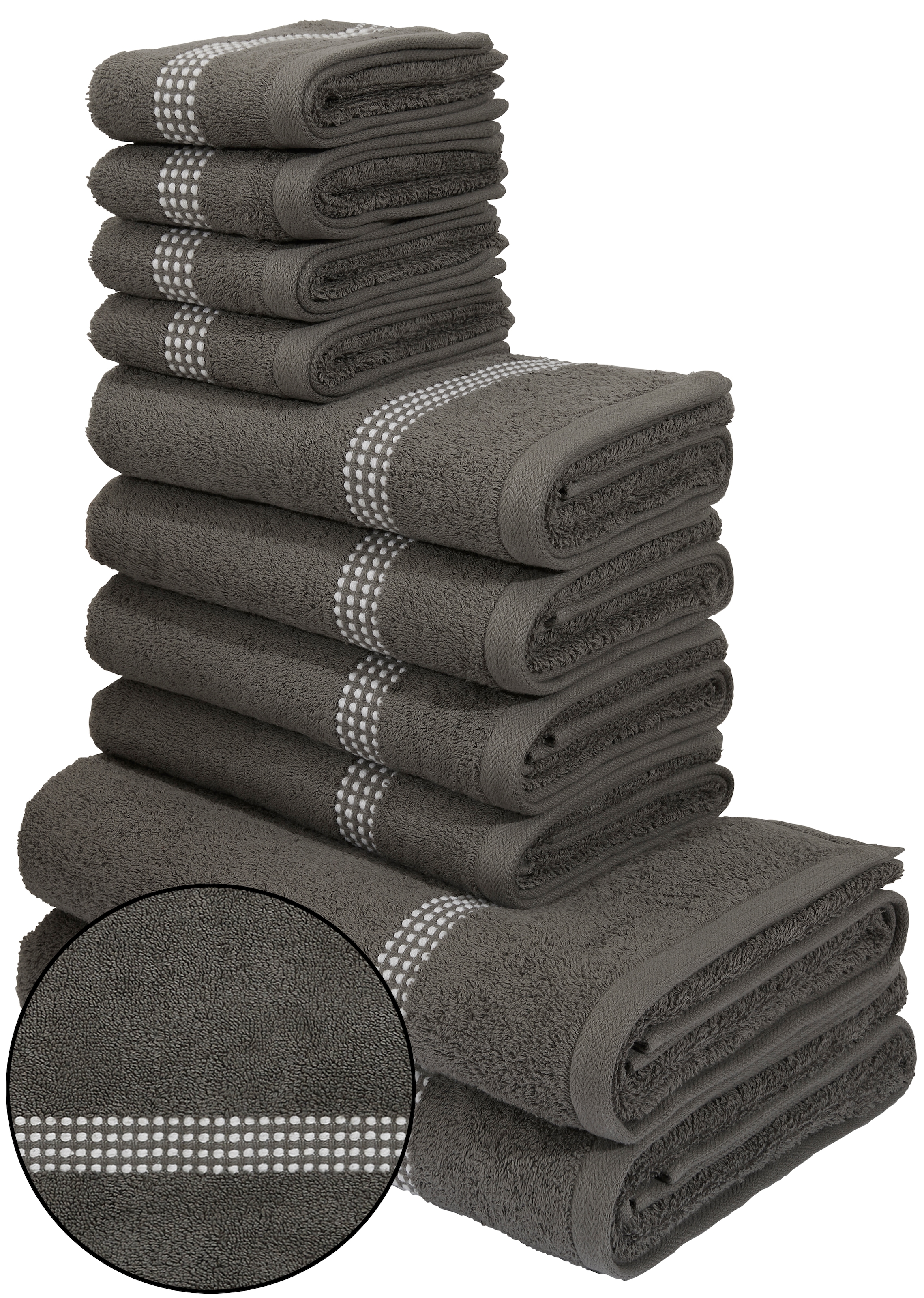 my home Handtuch Set »Kapra, Premium Handtücher, 100% Baumwolle, 500 gr/m²«, Set, 10 tlg., Frottier, 10-tlg. Handtuch-Set: 2 Duschtücher, 4 Handtücher, 4 Gästehandtücher
