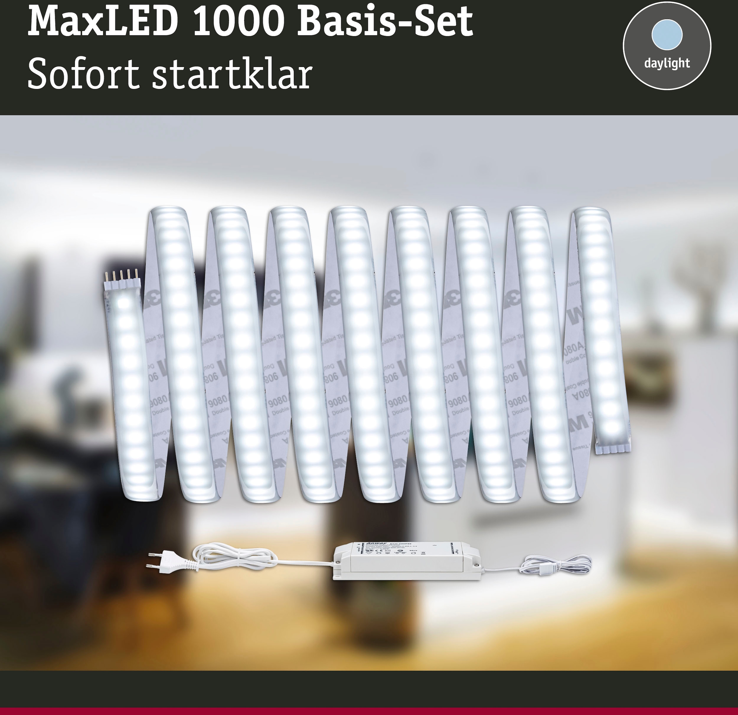 Paulmann LED-Streifen »MaxLED 1000 Basisset 3m Tageslichtweiß IP44 34W 3300lm beschichtet«, 1 St.-flammig