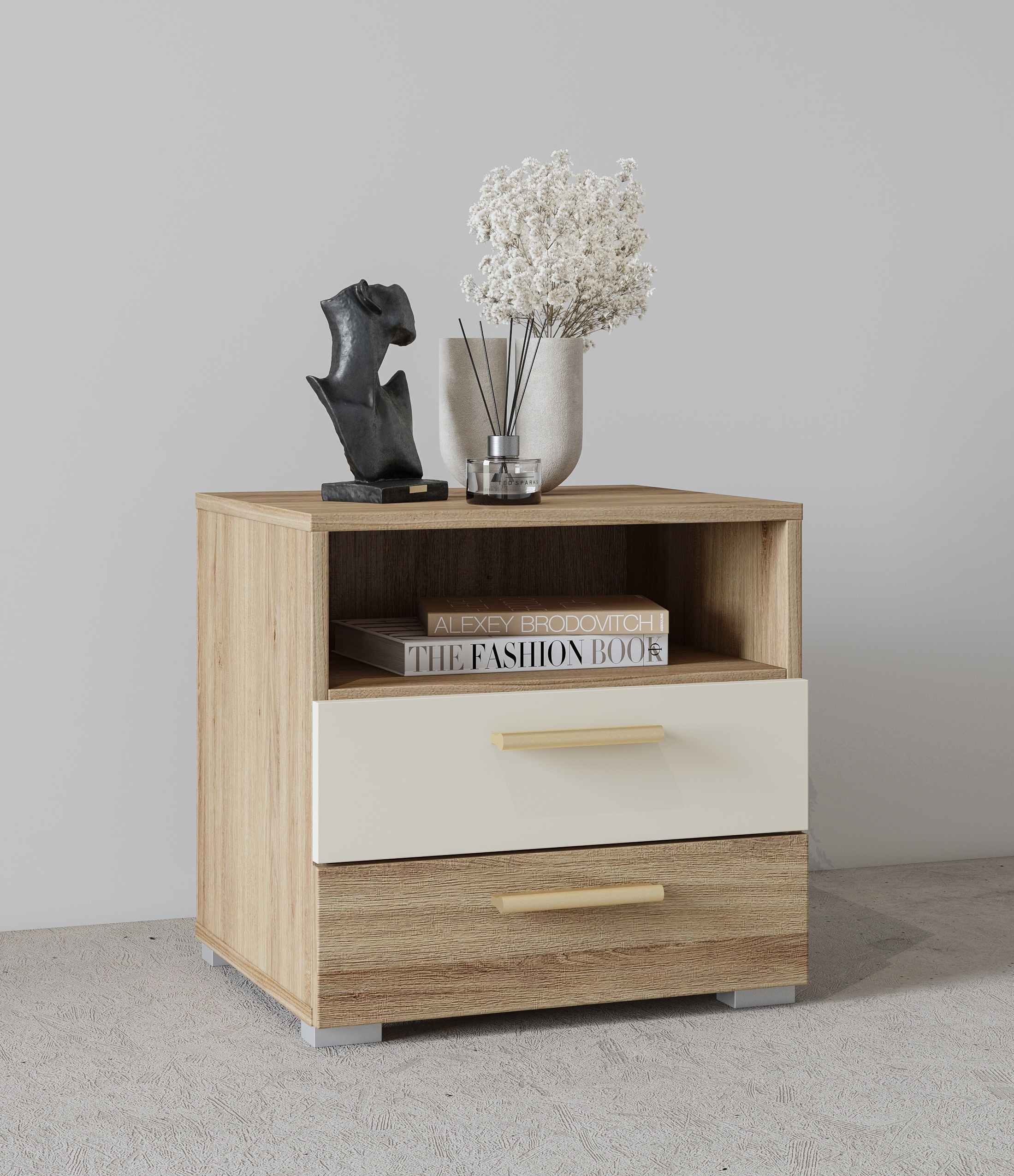 Home affaire Nachtkommode »Bitry, Breite 46 cm, moderner Nachtschrank mit 2 günstig online kaufen