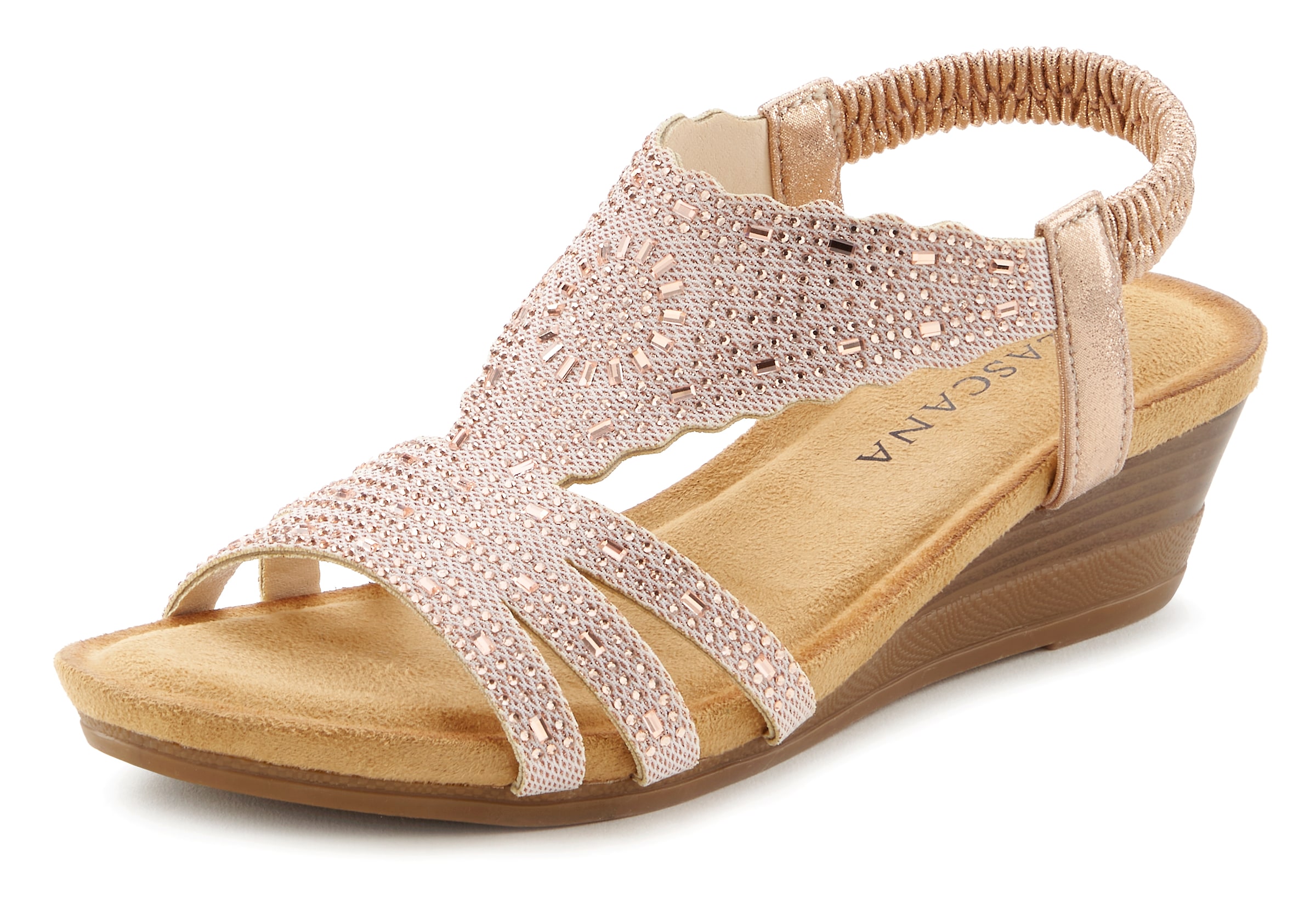 LASCANA Sandalette »Sommerschuh«  Sandale, Sommerschuh mit Glitzerdetails und elastischem Riemchen
