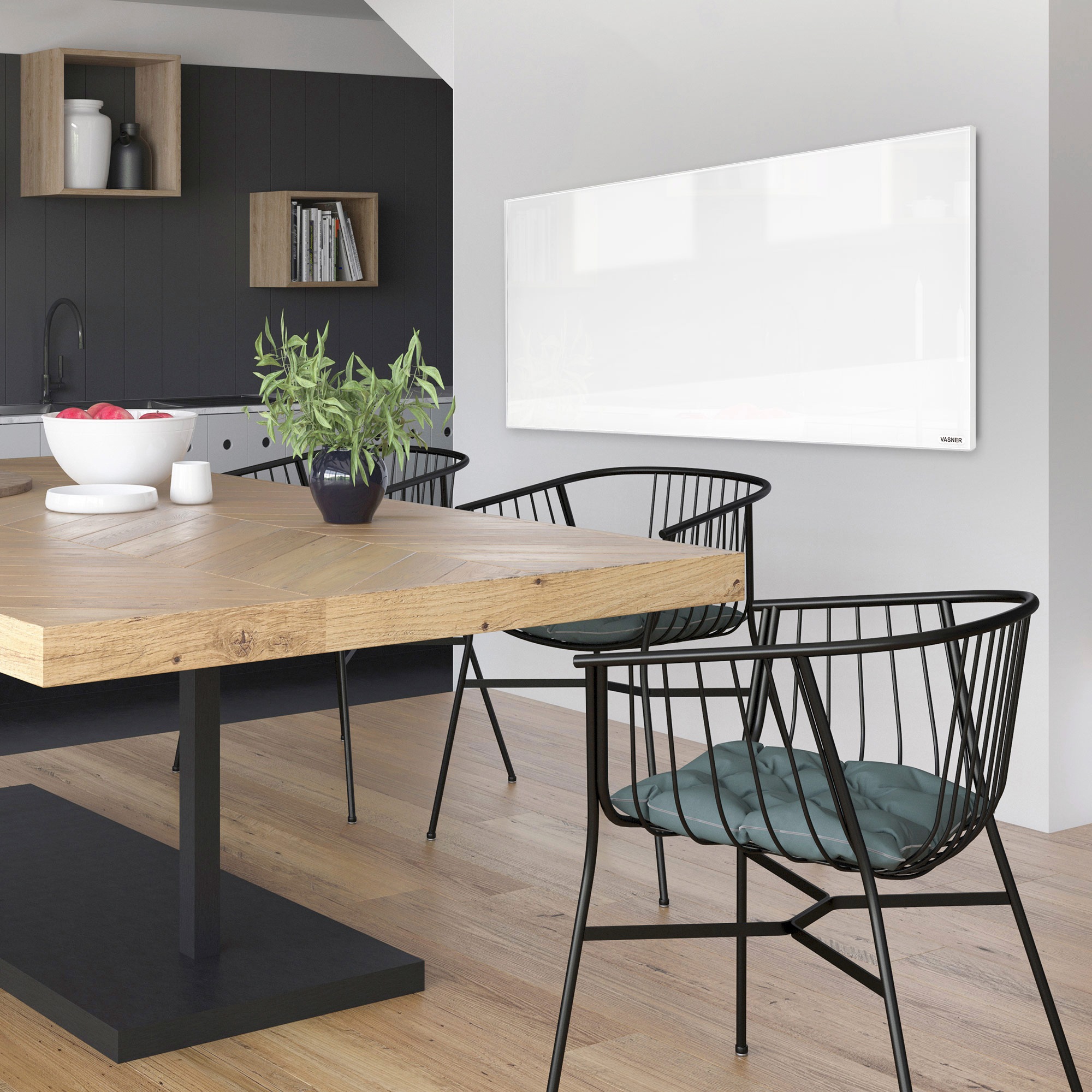 Vasner Infrarotheizung »Glas mit Rahmen weiß, 450 W, Citara G«, Infrarot Glasheizung, IP44 Bad geeignet