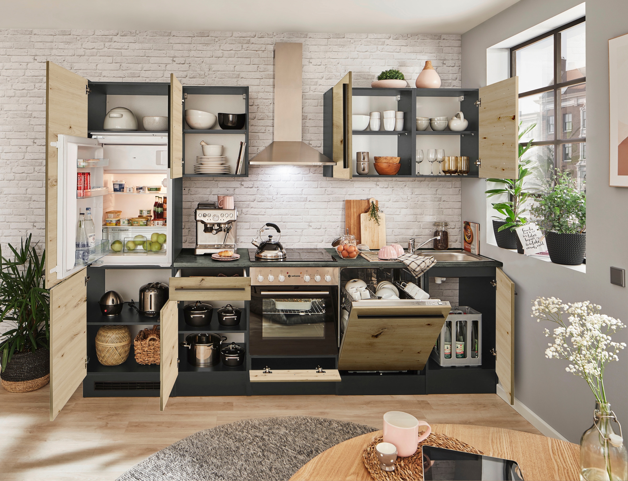 BASIC by Balculina Küchenzeile »Jazz« Breite 280 cm, wahlweise mit E-Geräten