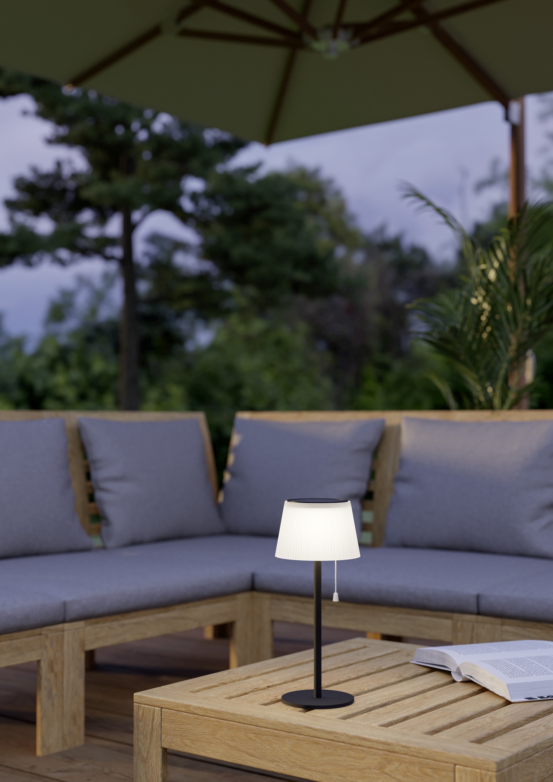 EGLO Tischleuchte »SCORDIANO Tischlampe - Stahl - SOLAR-LED - 2,3W - IP44« LED-Modul 1 Stk. Kaltweiß | Neutralweiß | Warmweiß Solarleuchte, Außentischleuchte, Akku, Leselampe, H38 x Ø13 cm