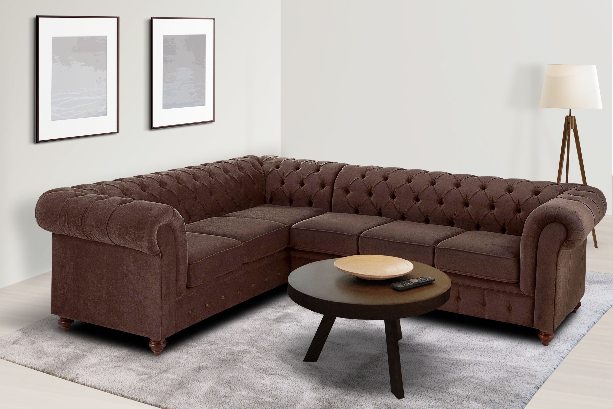 Home affaire Chesterfield-Sofa »Chesterfield Ecksofa, auch in Leder L-Form« günstig online kaufen