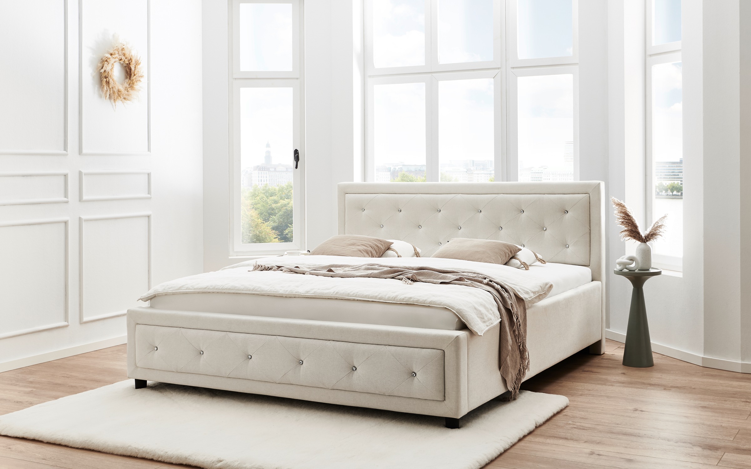 ATLANTIC home collection Polsterbett »Krista mit Acrylsteinverzierung in Ko günstig online kaufen