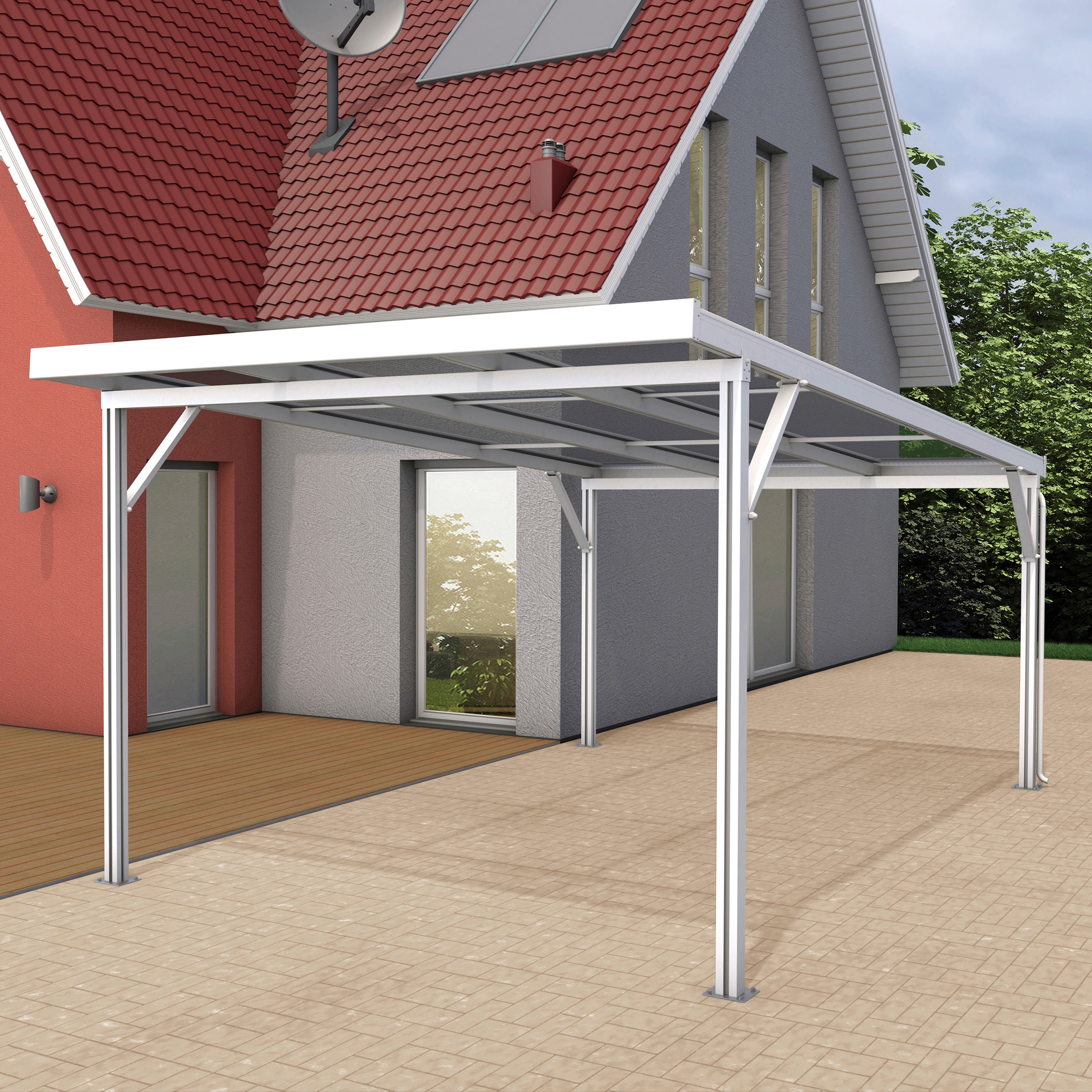 GUTTA Einzelcarport »Premium«, Aluminium, 293,4 cm, weiß, Dacheindeckung Polycarbonat... kaufen