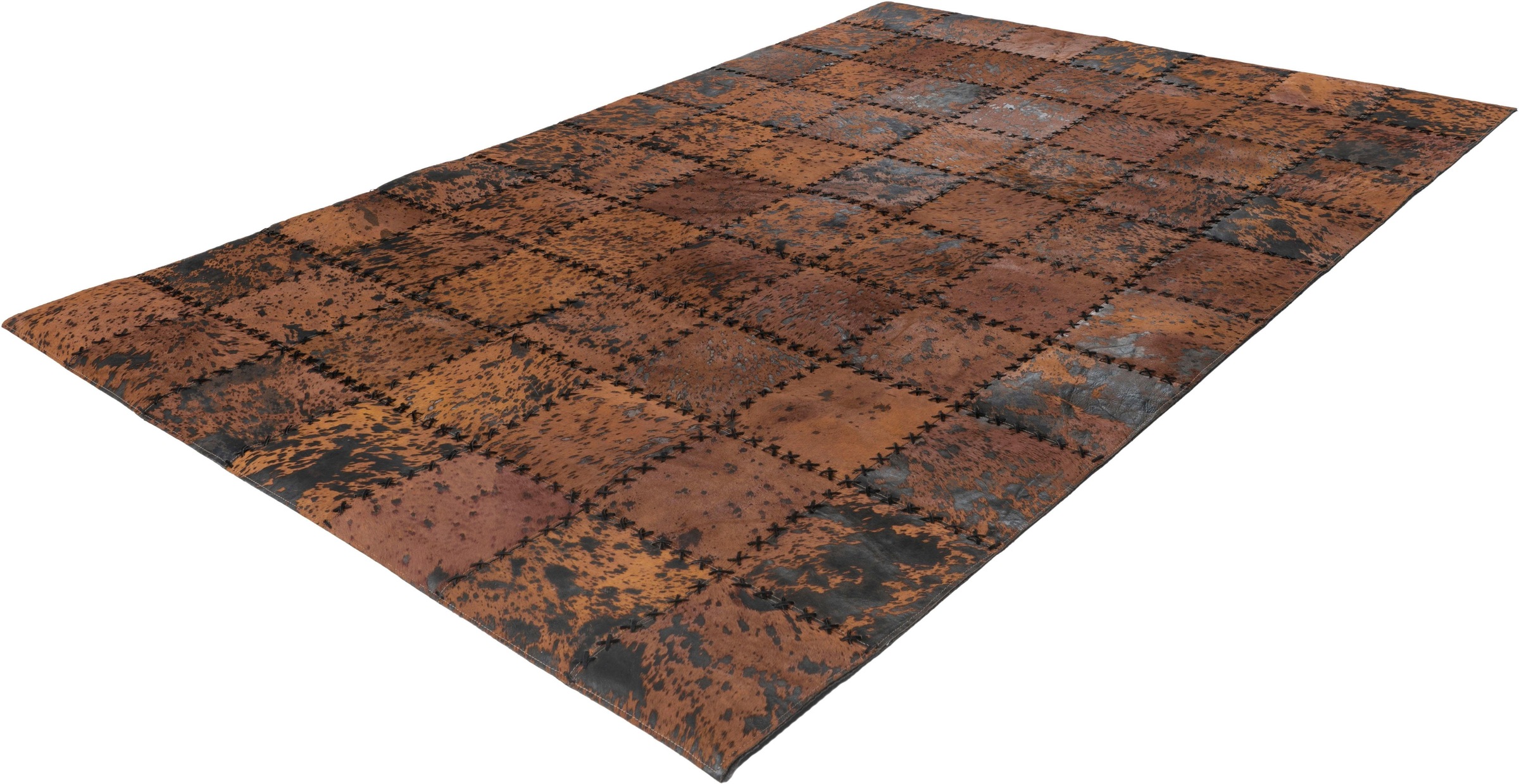 calo-deluxe Fellteppich »Rankel 205 Lederteppich«, rechteckig, 5 mm Höhe, farbige Patchwork Unikate, echtes Rinderfell, Wohnzimmer