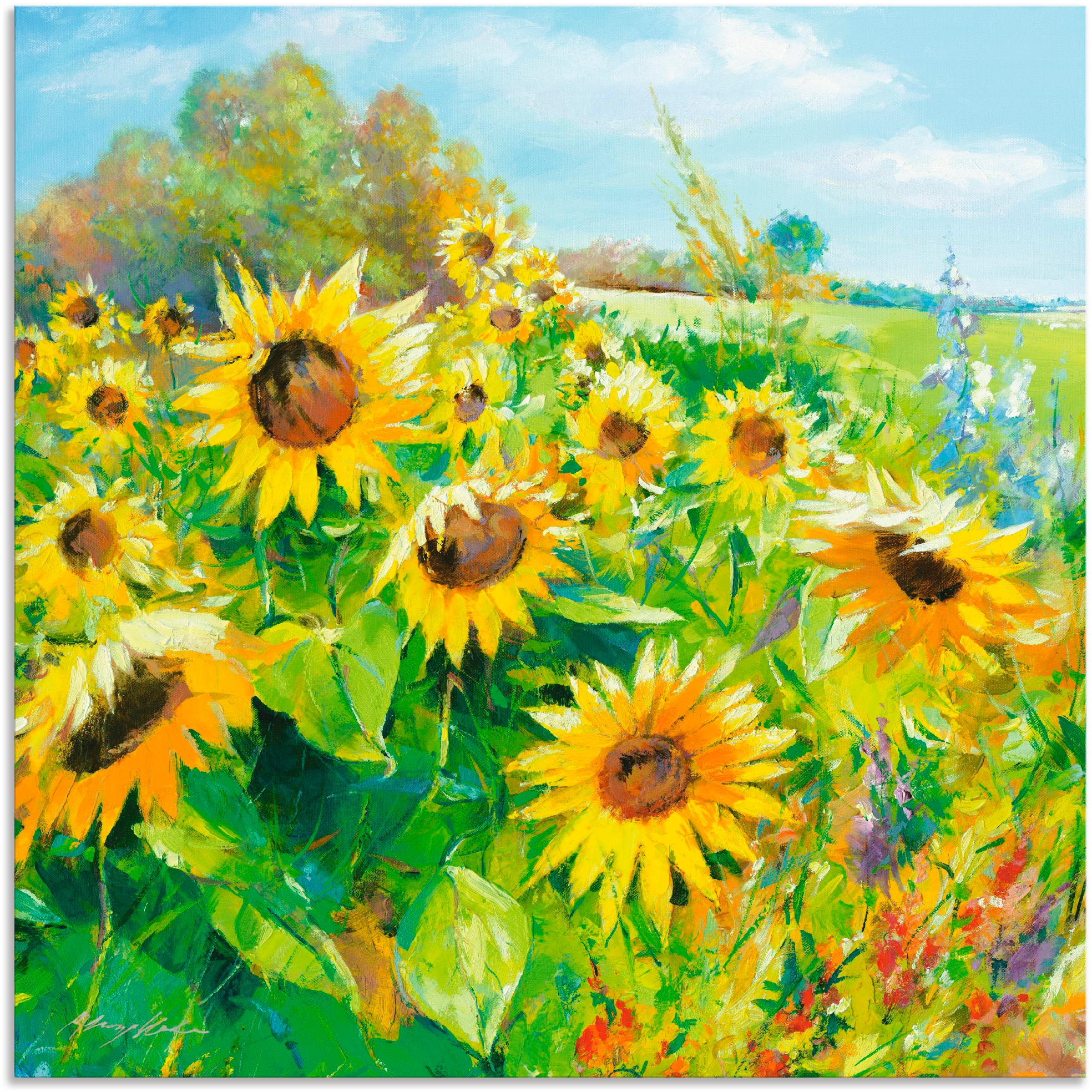 Artland Wandbild "Sommerwiese mit Sonnenblumen", Blumenwiese, (1 St.), als günstig online kaufen