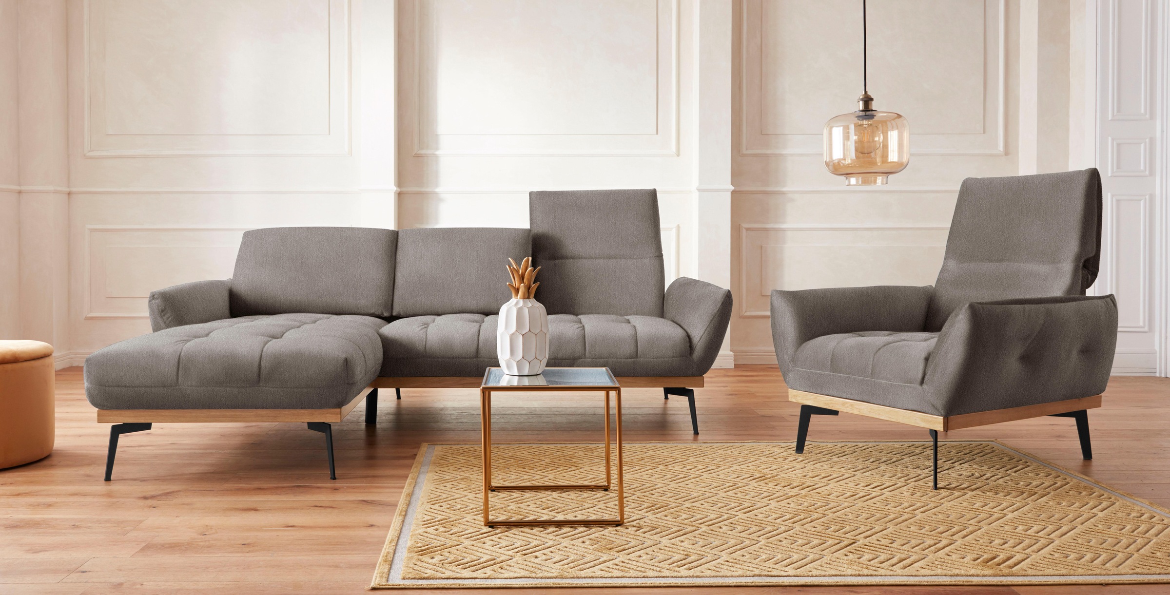 Guido Maria Kretschmer Home&Living Ecksofa »Palíc, inkl. Rückenverstellung, bequem, elegant, Breite 245cm, L-Form«