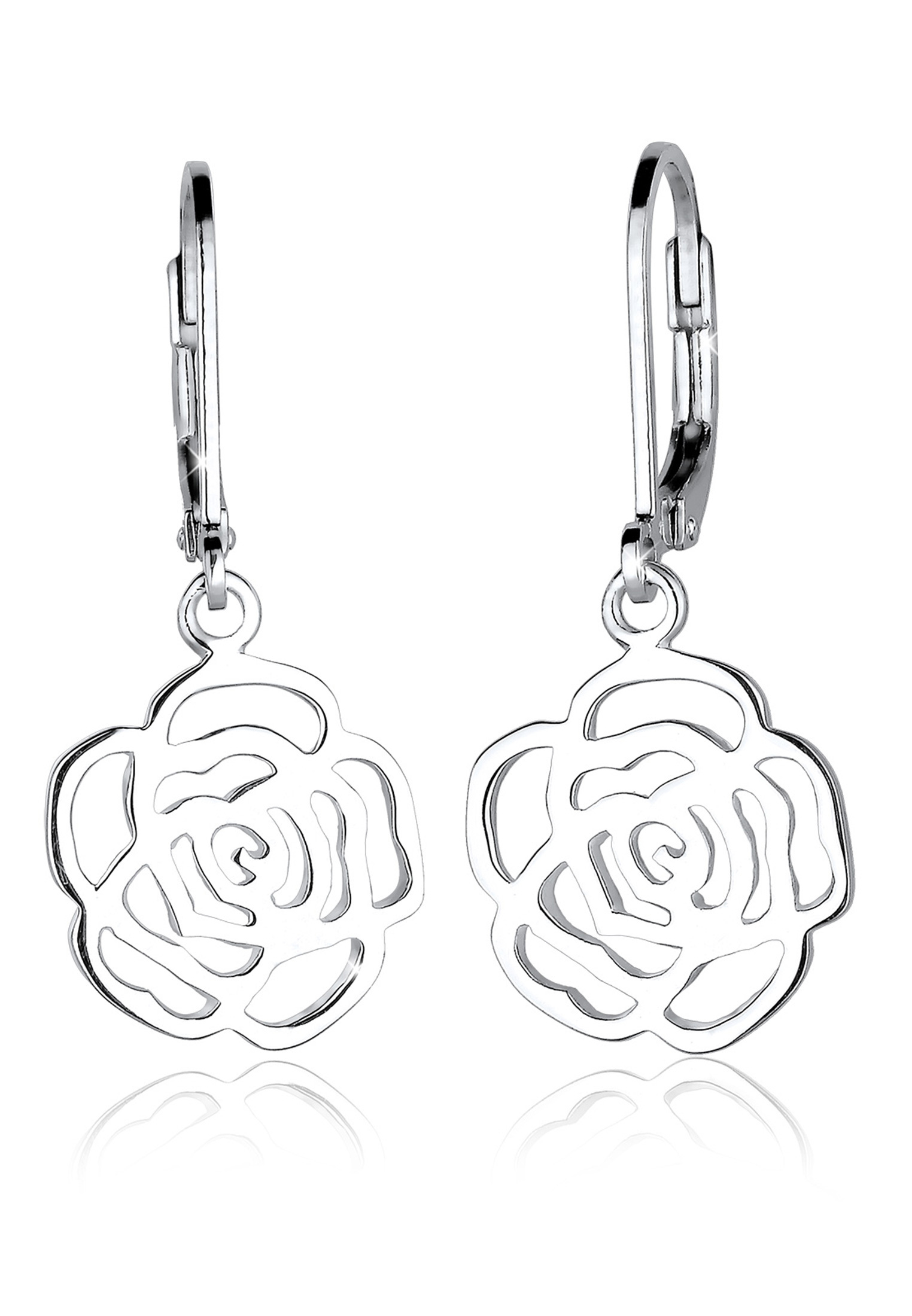 Paar Ohrhänger »Rose Blume Blütenform Romantisch Filigran Silber«