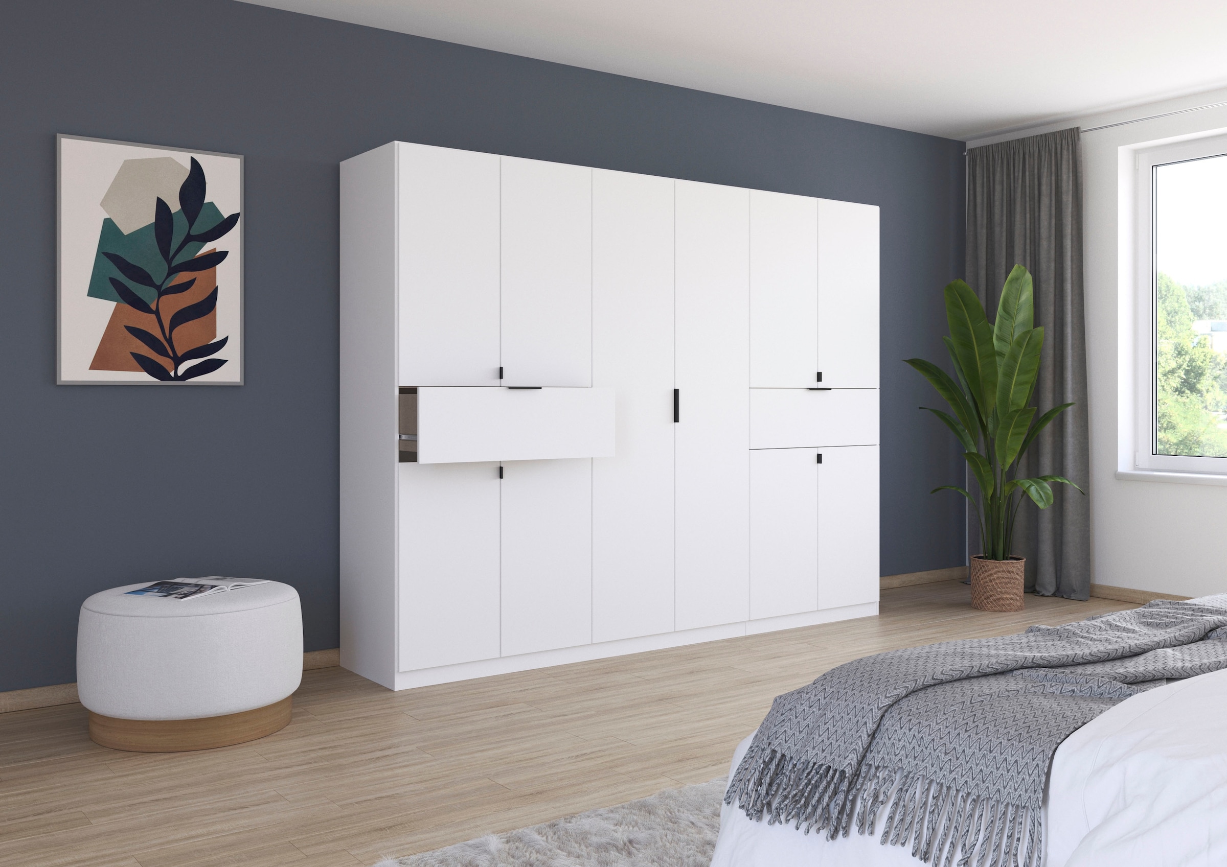 rauch Drehtürenschrank »Kleiderschrank Schrank Garderobe Wäscheschrank TICAO«, (Schubladen in der Höhe variabel positionierbar), mit 2 geräumigen Schubladen, viel Stauraum MADE IN GERMANY