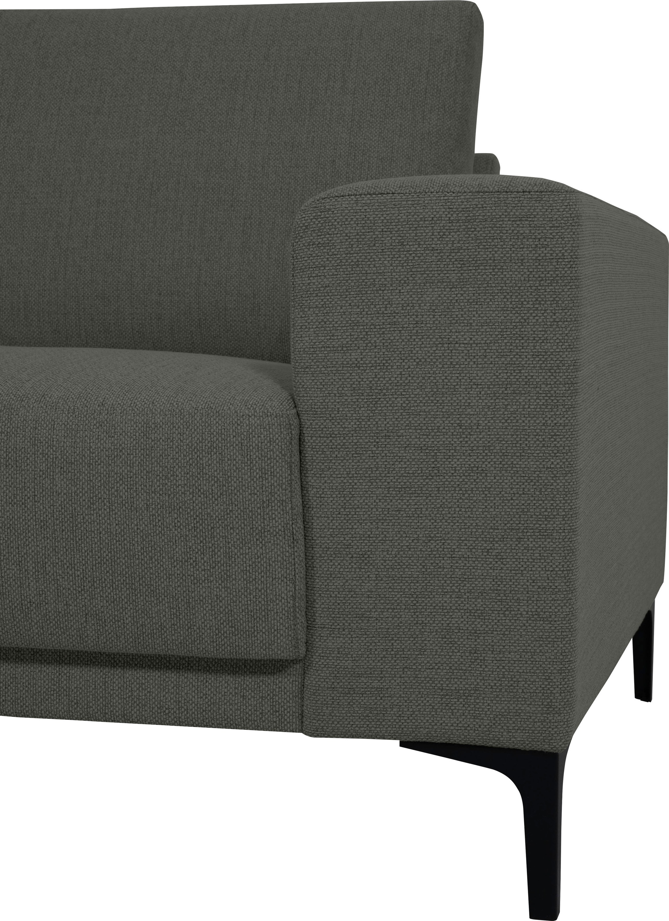Places of Style 2-Sitzer »Xander«, Breite 164 cm, Webstoff, Soft-Touch Chenille, schwarze Metallfüßen