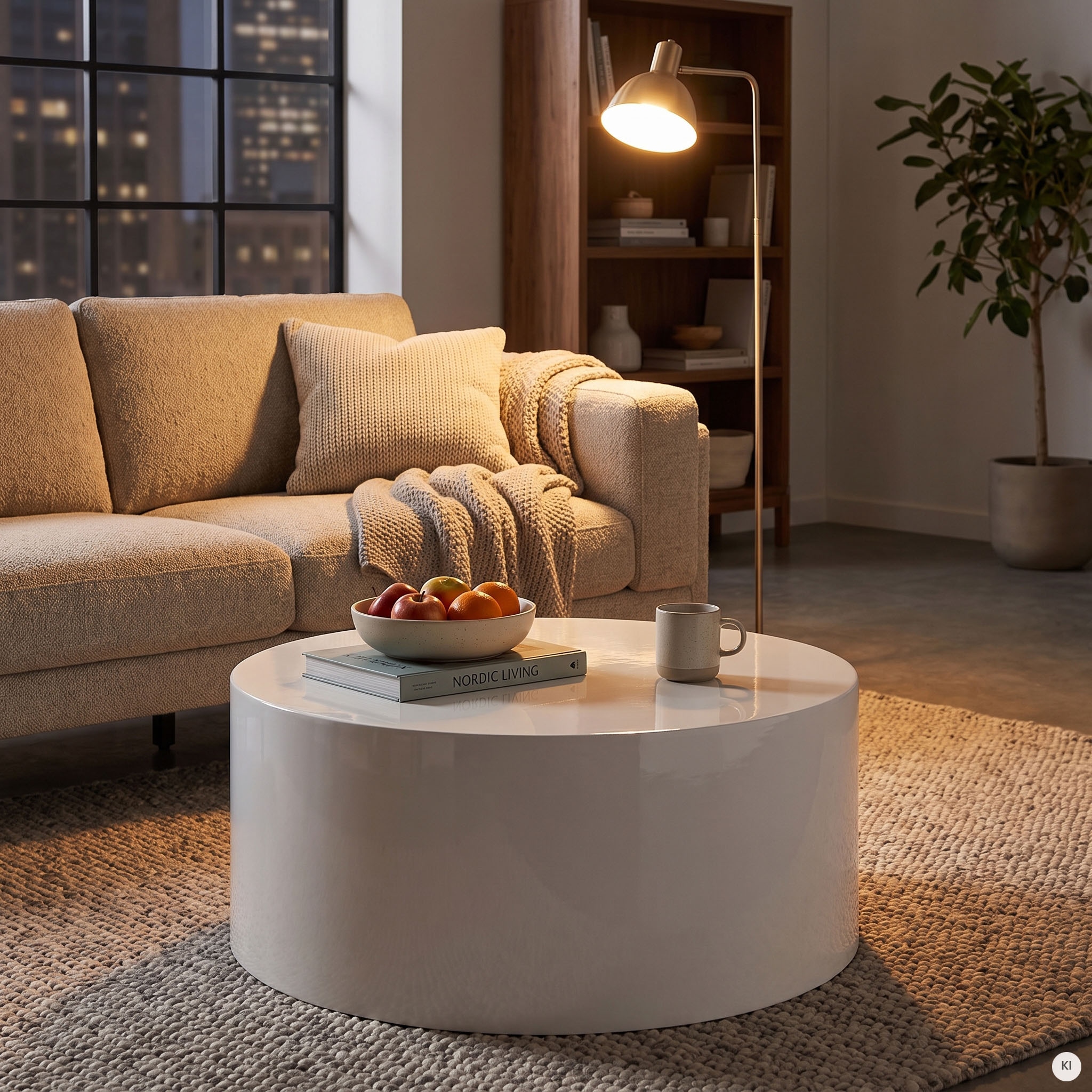 SalesFever Couchtisch »Design-Couchtisch Hochglanz weiß, Ø 60 cm« Moderner Wohnzimmertisch aus Holz Hochglanz lackiert