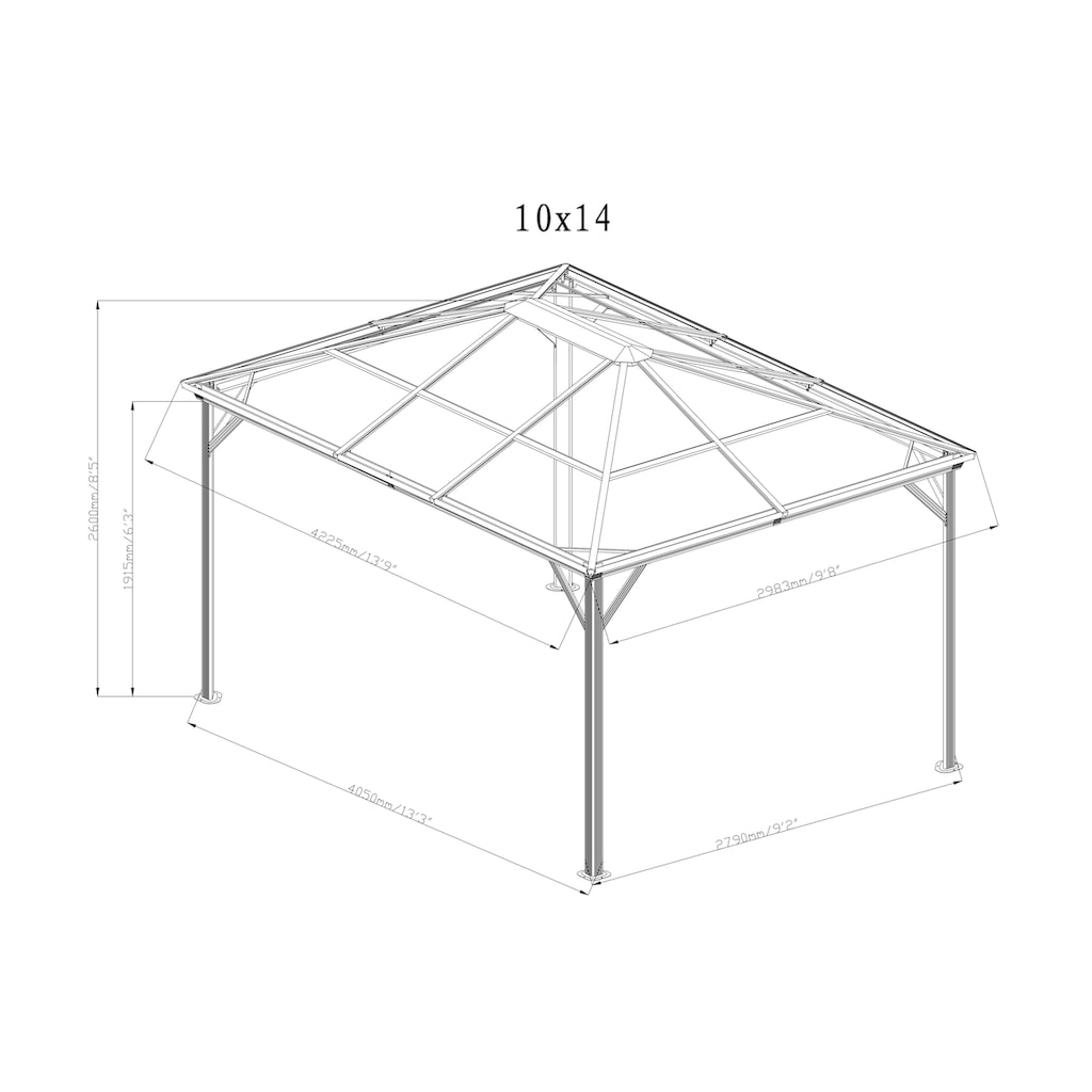 Sojag Pavillon »Verona 10x14«, BxT: 423x299 cm, inkl. Moskitonetze