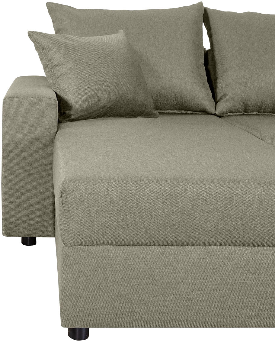 COLLECTION AB Wohnlandschaft »Pico U-Form, Breite 252, mit Schlaffunktion, Bettkasten & Zierkissen«, Liegefläche 117x220 cm