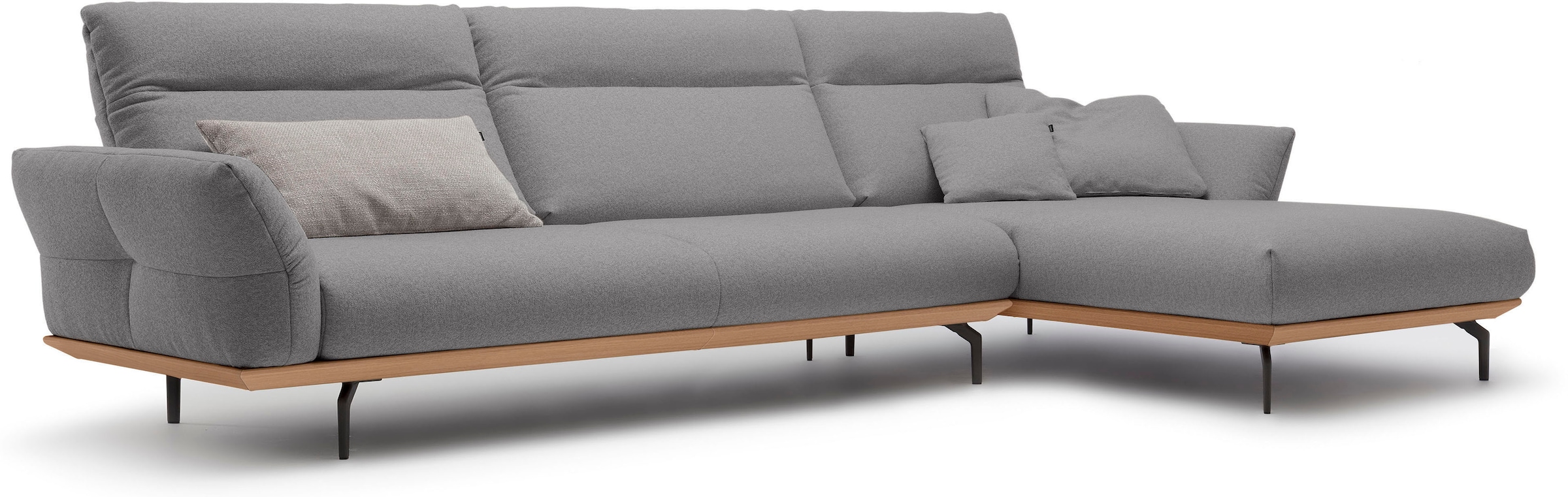 Creation BY ROLF BENZ Ecksofa »CR.460« Sockel in Eiche, Winkelfüße in Umbragrau, Breite 338 cm