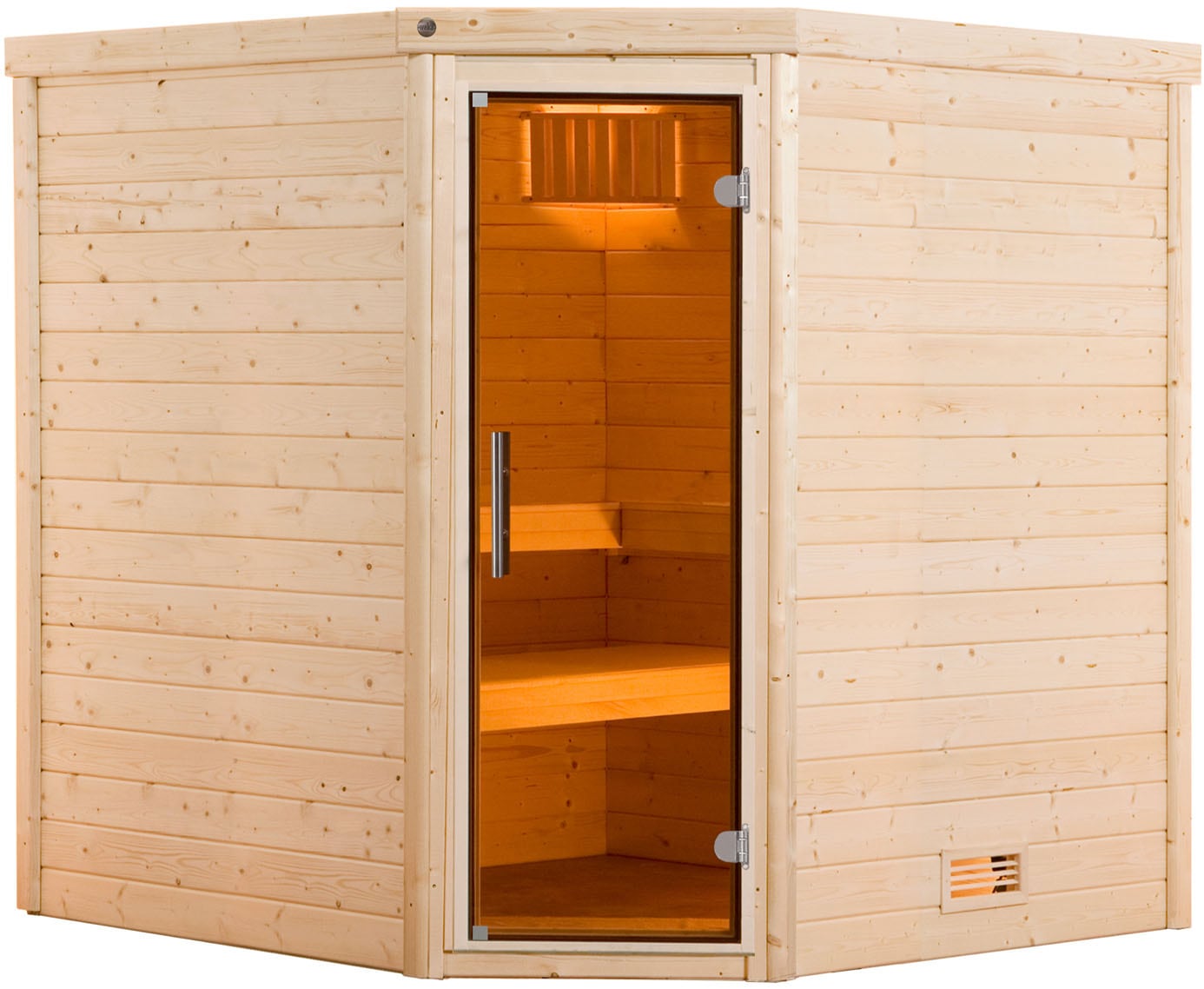 weka Sauna »Massivholzsauna TURKU 2«, Blockbohlen, moderne Ganzglastür günstig online kaufen