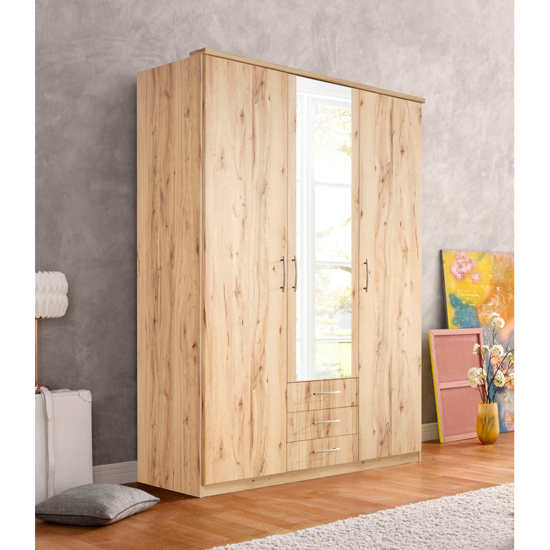 PRIESS Kleiderschrank »Husum« mit dekorativen Kranz, wahlweise mit Schubkästen astkernbuchefarben