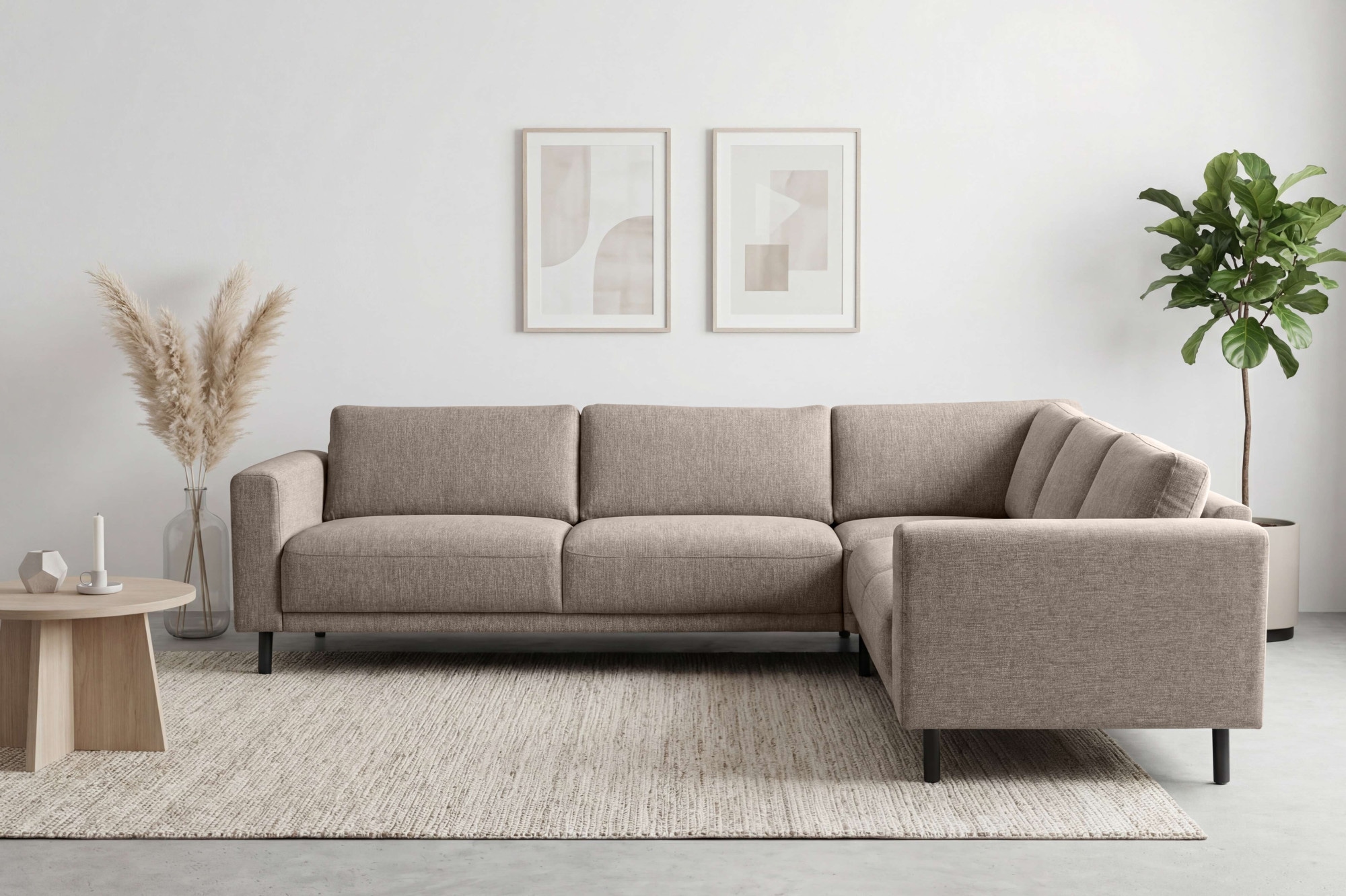 Home affaire Ecksofa »Sveeva, L-Form, B.288 cm, schwarze Metallfüße« langlebiger Webstoff, mit Wellenunterfederung, viele Farben