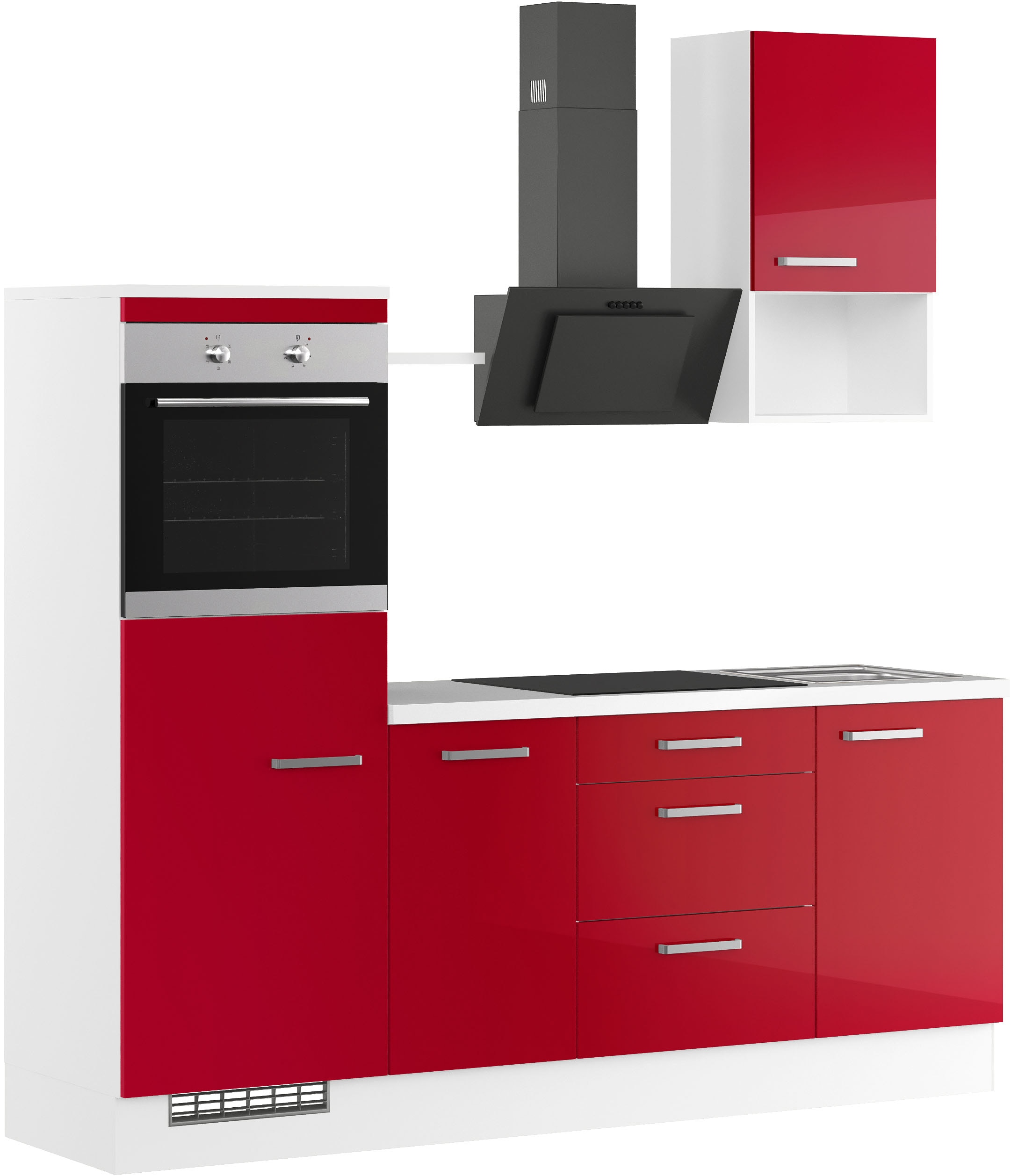 IMPULS KÜCHEN Küchenzeile »"Turin", Ausrichtung wählbar, Schubkästen mit Soft-Close,«, vormontiert, wahlw. mit E-Geräten, Breite 215 cm