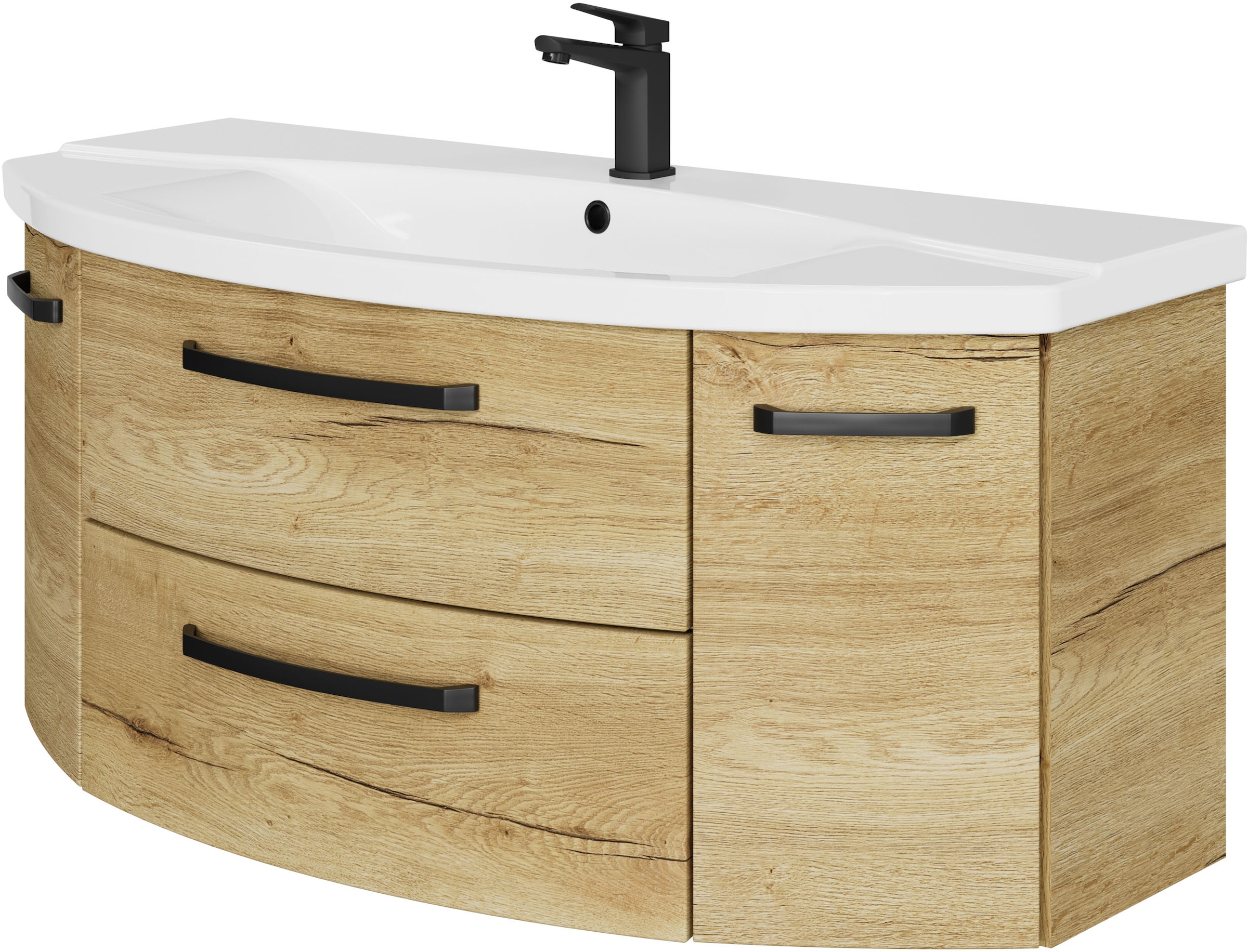 Saphir Badmöbel-Set »Serie 4010 4-teilig Keramik-Waschtisch mit LED-Spiegelschrank«, (Set), Badezimmer Set mit Unterschrank, Hängeschrank, inkl. Türdämpfer