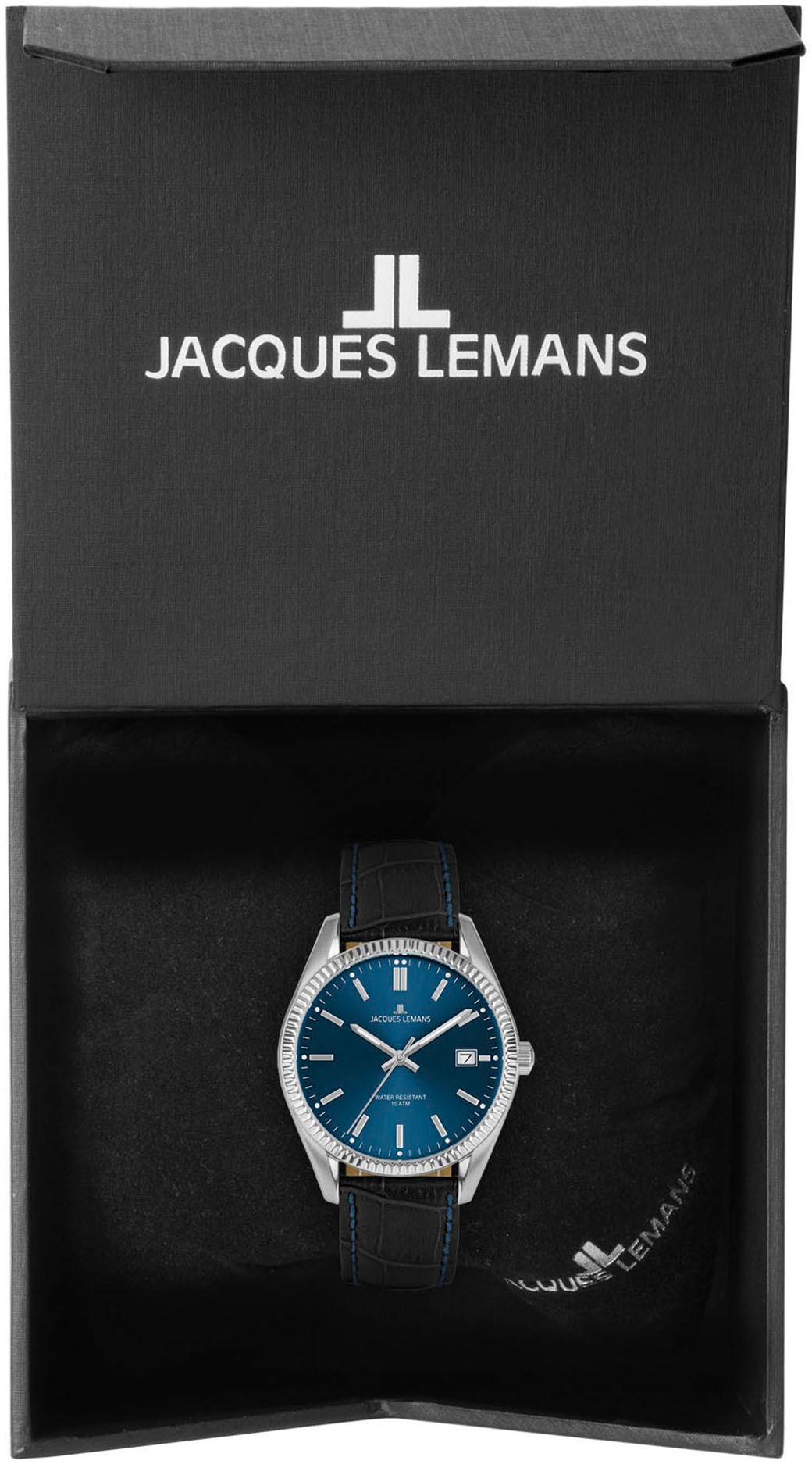 Jacques Lemans Quarzuhr »Derby«, Armbanduhr, Damenuhr, analog, Datum, Lederarmband
