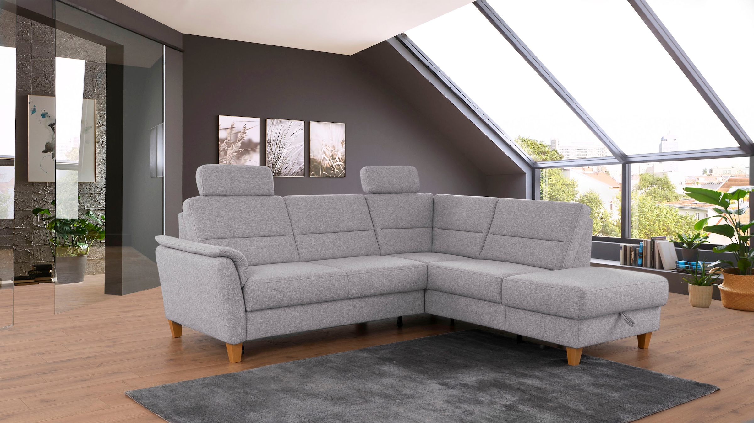 Home affaire Ecksofa »Palmera L-Form«, Federkern, wahlweise mit Bettfunktio günstig online kaufen
