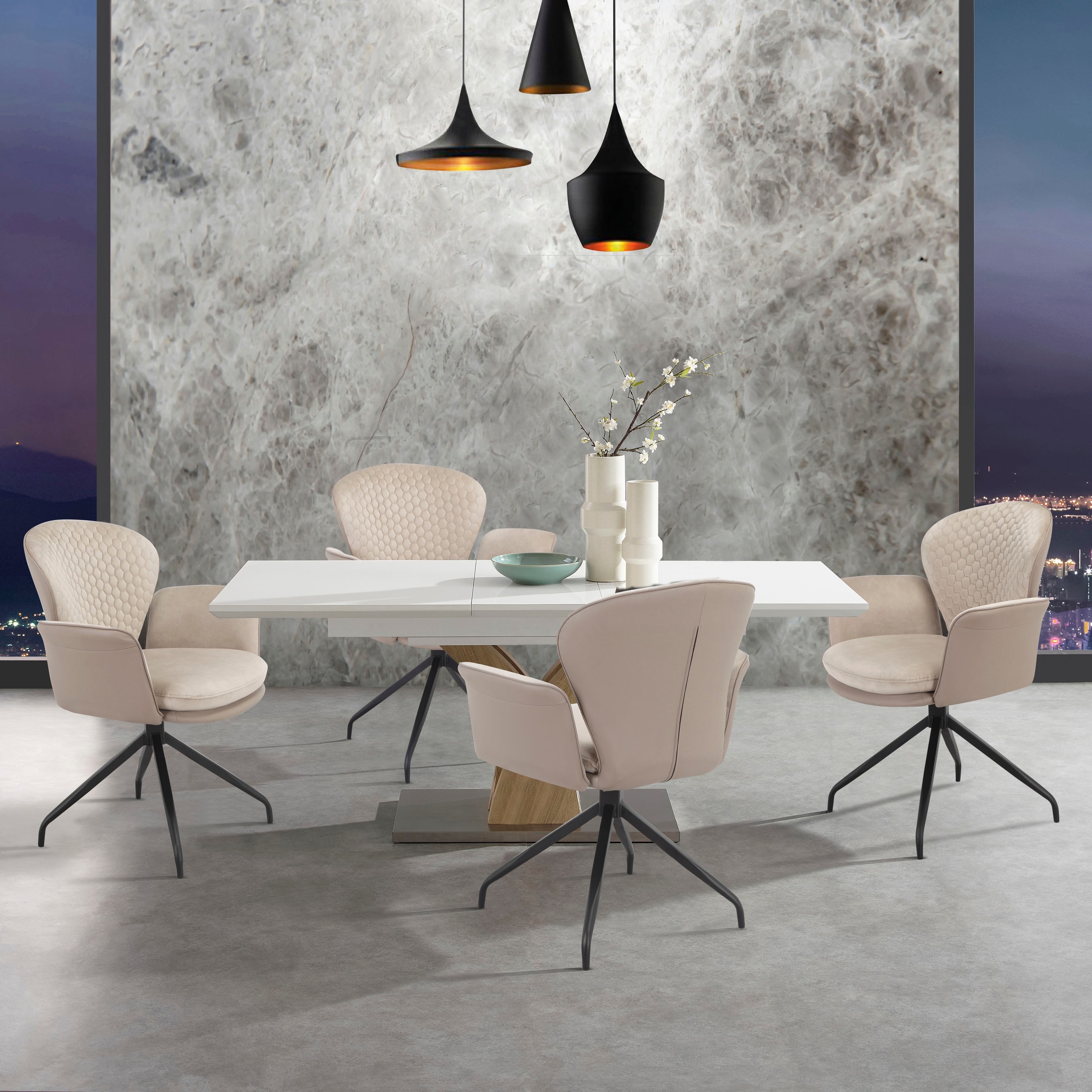 Places of Style Esszimmerstuhl »Leonidas«, 2 St., Veloursstoff-Kunstleder, günstig online kaufen