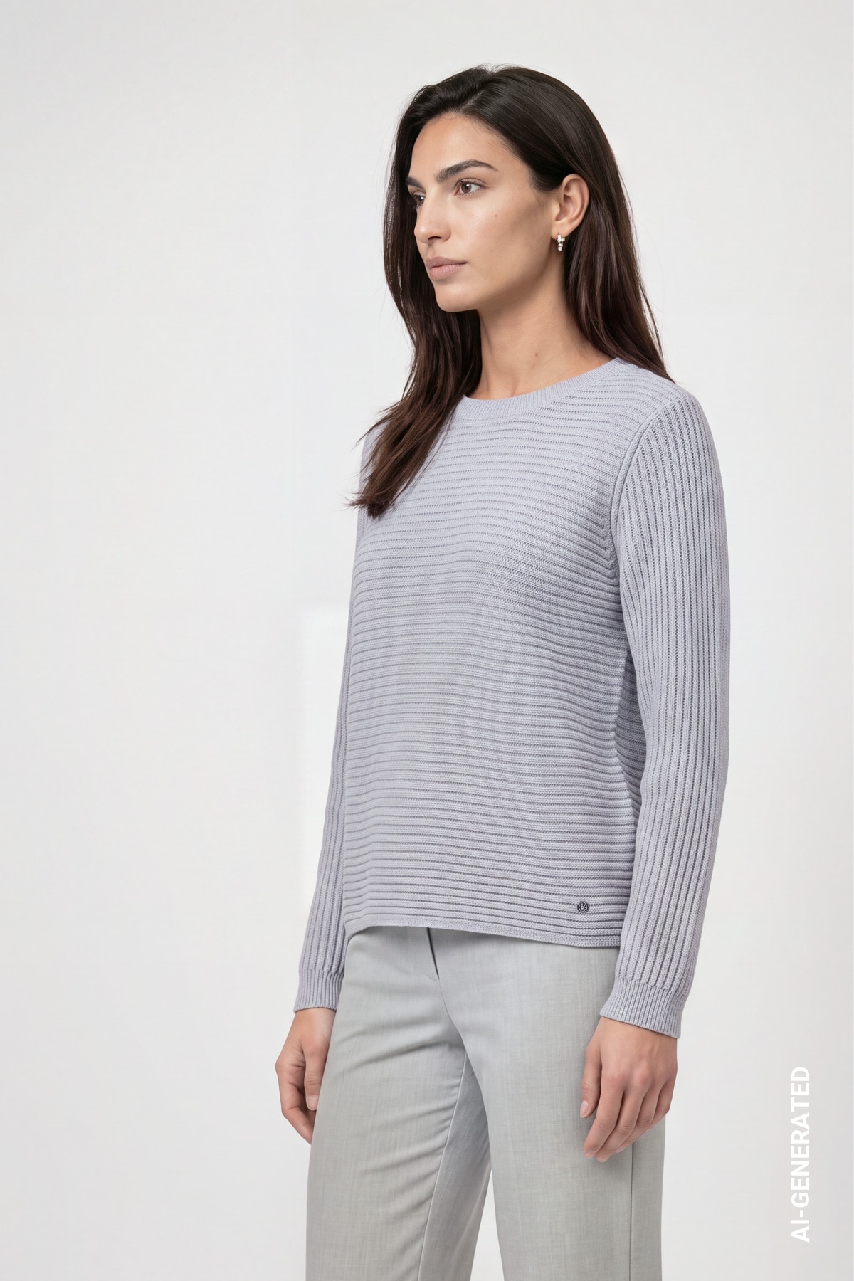 Monari Strickpullover »Pullover Basic monari Rippe« Regular fit mit Rundhalsausschnitt