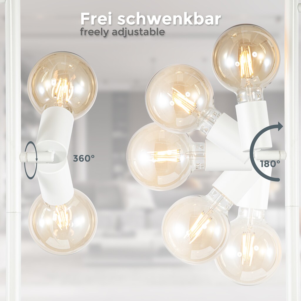 B.K.Licht Stehlampe, Metall, weiß, für Leuchtmittel E27 Fassung, Ohne Leuchtmittel, Inkl. Kabelschalter