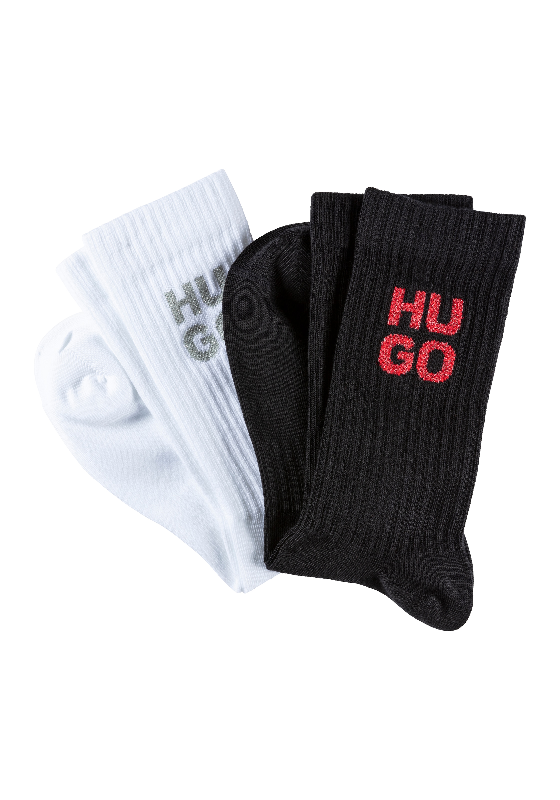 BOSS Socken »3P QS Giftset Ico«, (Packung, 2 Paar), mit HUGO Schriftzug