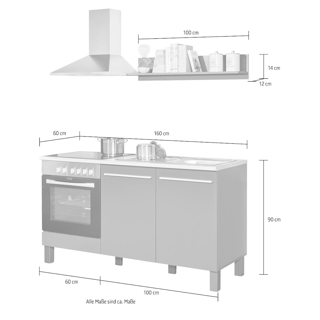 BASIC by Balculina Küche »Bilberry«, Breite 160 cm