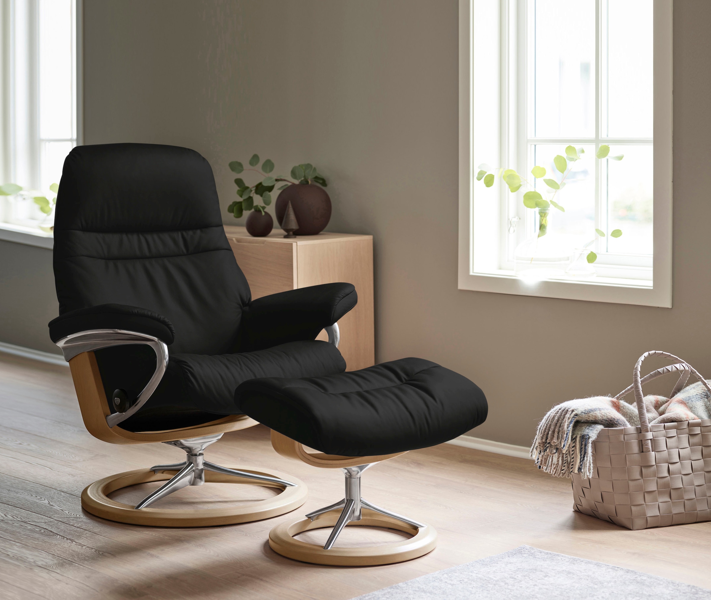 Stressless® Relaxsessel »Sunrise« Relaxsessel mit Hocker, mit Signature Bas günstig online kaufen