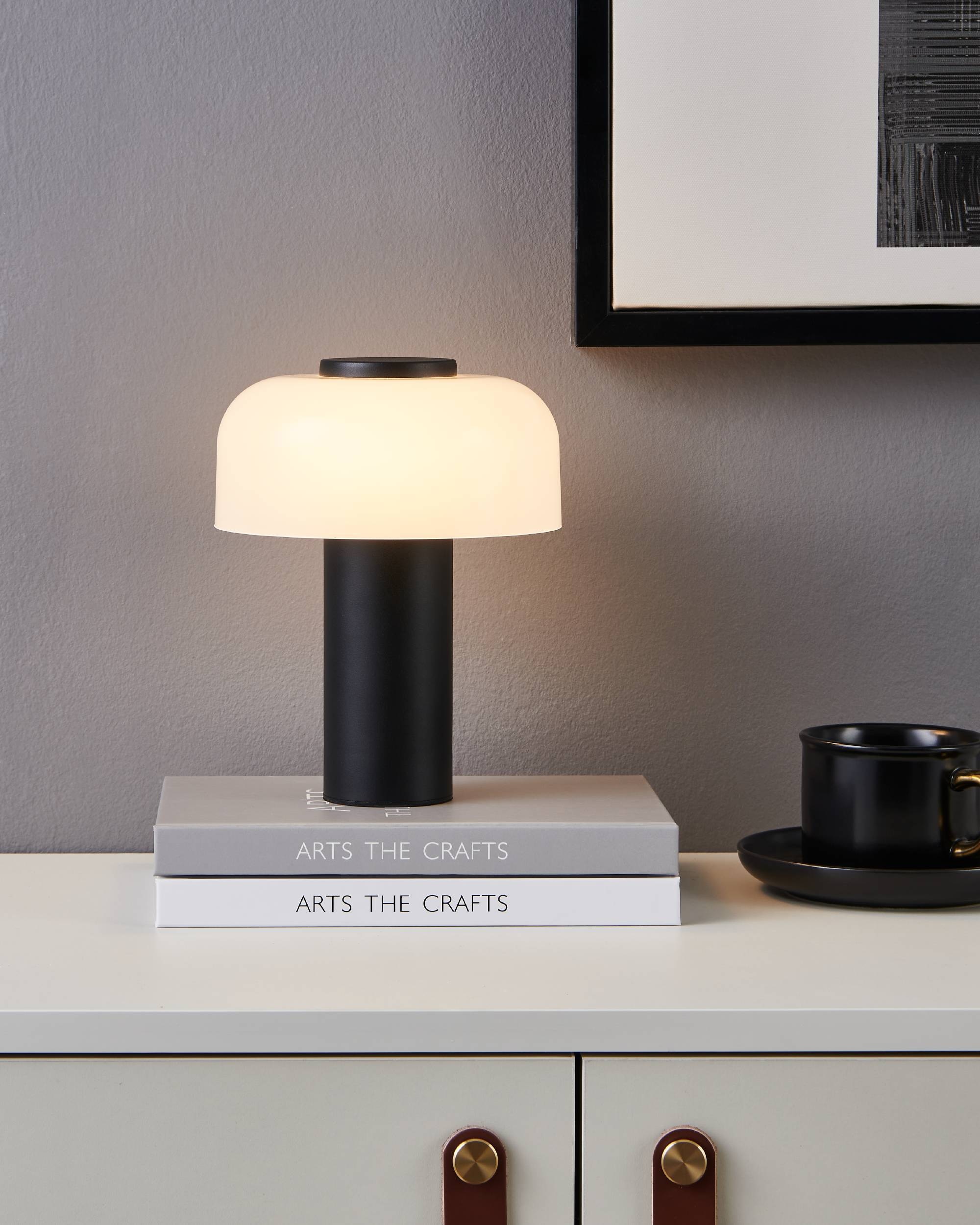 EGLO Tischleuchte »Ponente Tischlampe, Nachtischlampe aus Metall und Glas, Lampe, IP44« LED-Modul 1 Stk. Kaltweiß | Neutralweiß | Warmweiß Tischleuchte - H20 x Ø16 cm - schwarz - 2,25W inkl.