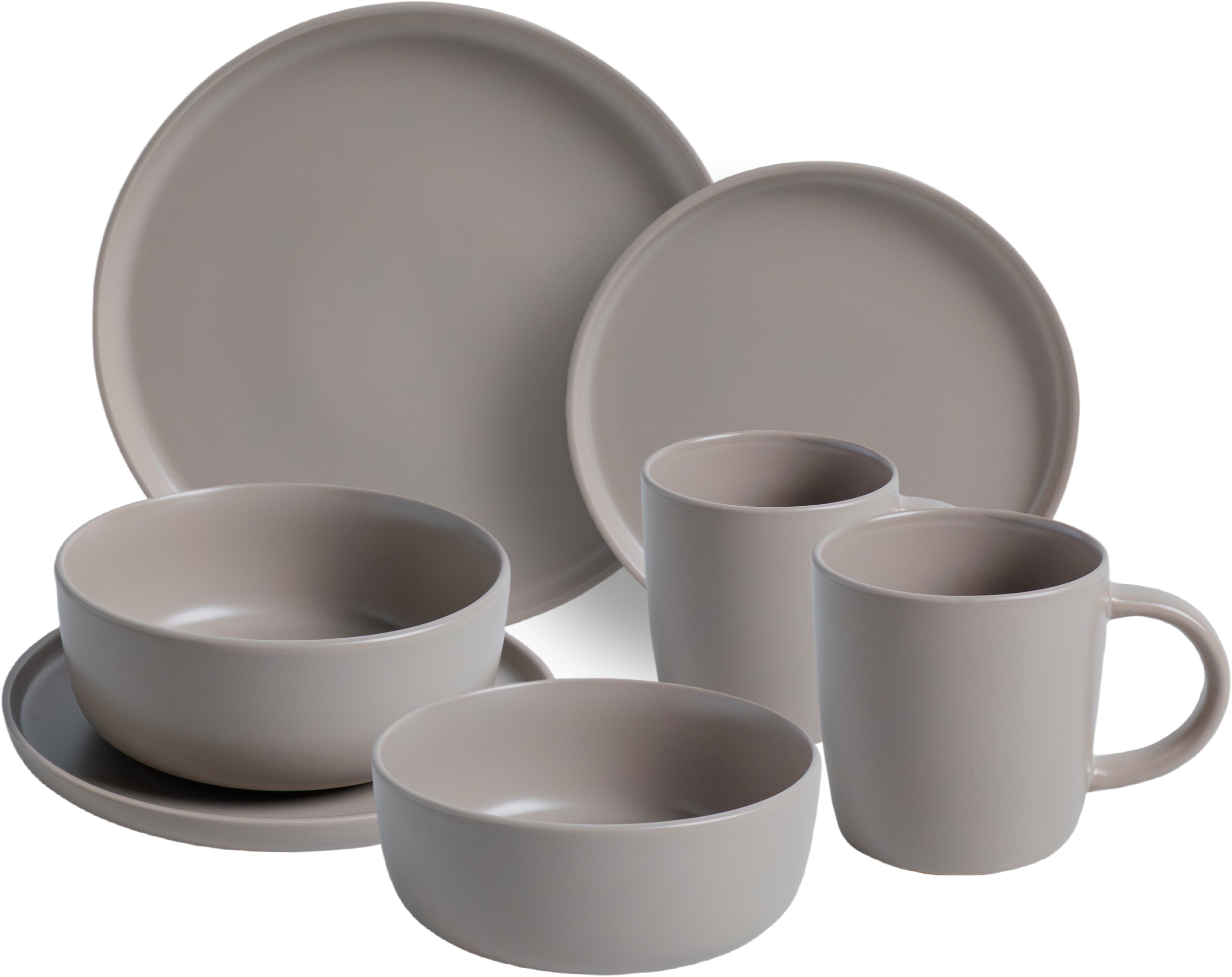 van Well Kombiservice »Geschirr-Set Grigio, 16-teilig«, (Set, 16 tlg.), rund, taupe, spülmaschinen- und mikrowellengeeignet