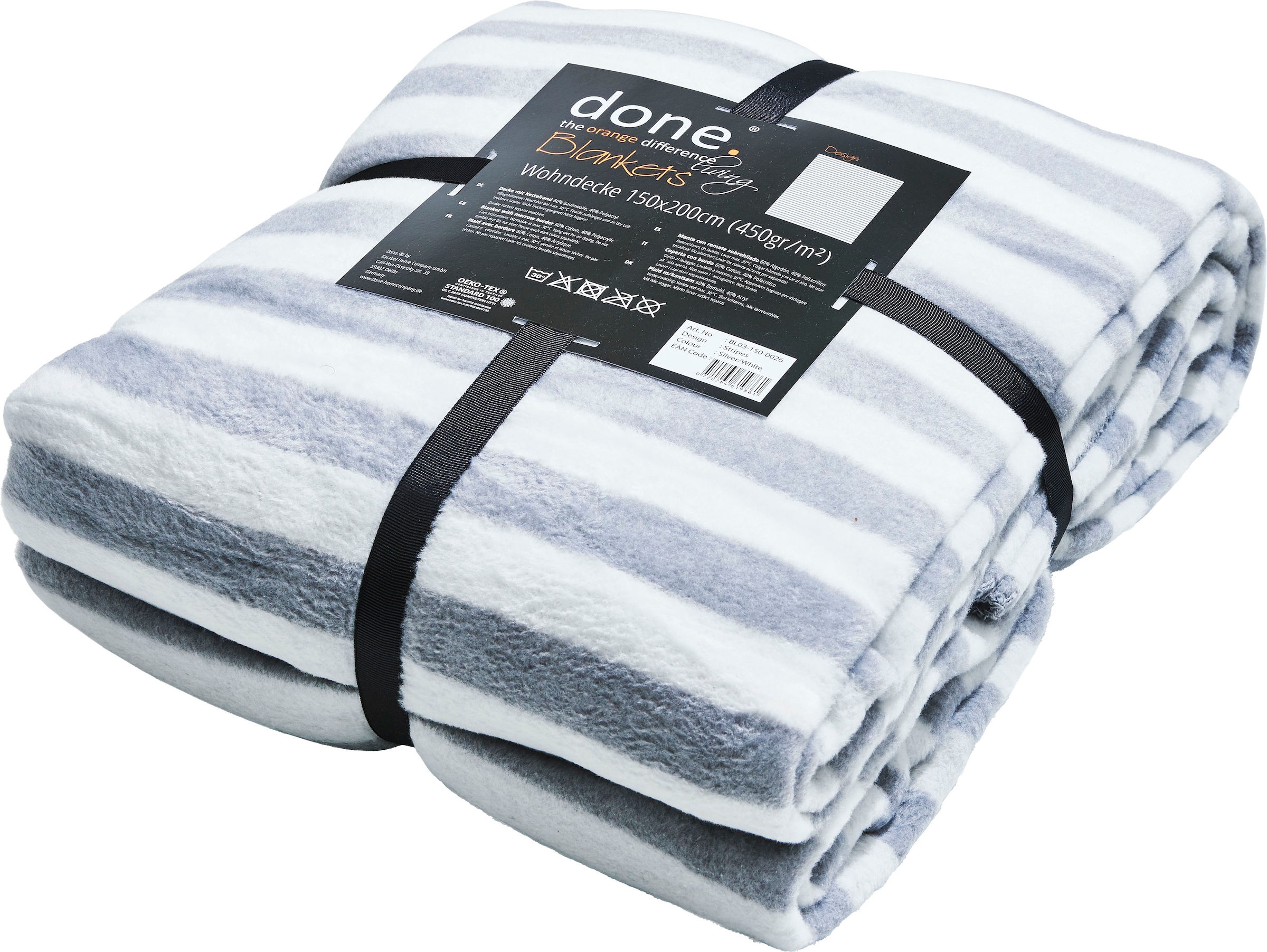 done.® Wohndecke »Stripes320«, Wohndecke mit einfassender Ziernaht, Kuscheldecke