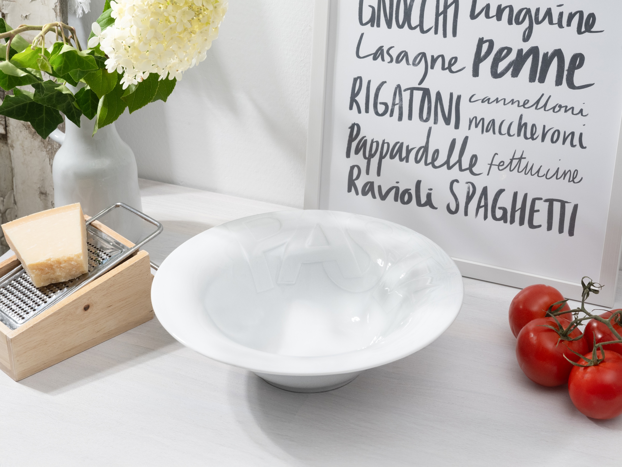 CreaTable Pastateller »Essteller Gourmet«, (Set, 4 St.), Teller Set für 4 Personen, weiß, Porzellan,schwere Qualität