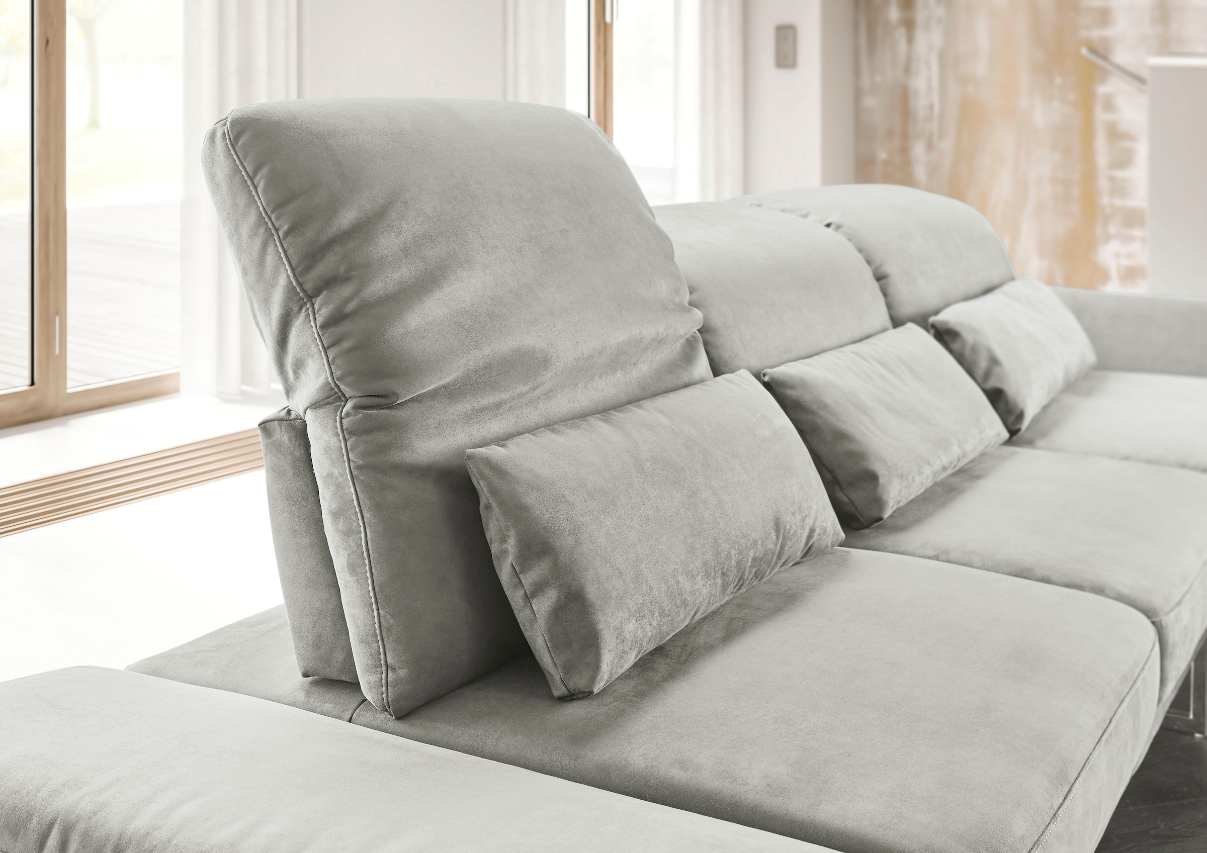 3C Candy 3-Sitzer »Mallow Designsofa mit Komfortfunktionen, modern und bequem,«, Verstellbare Armlehne und Kopfteil, manuelle Sitztiefenverstellung
