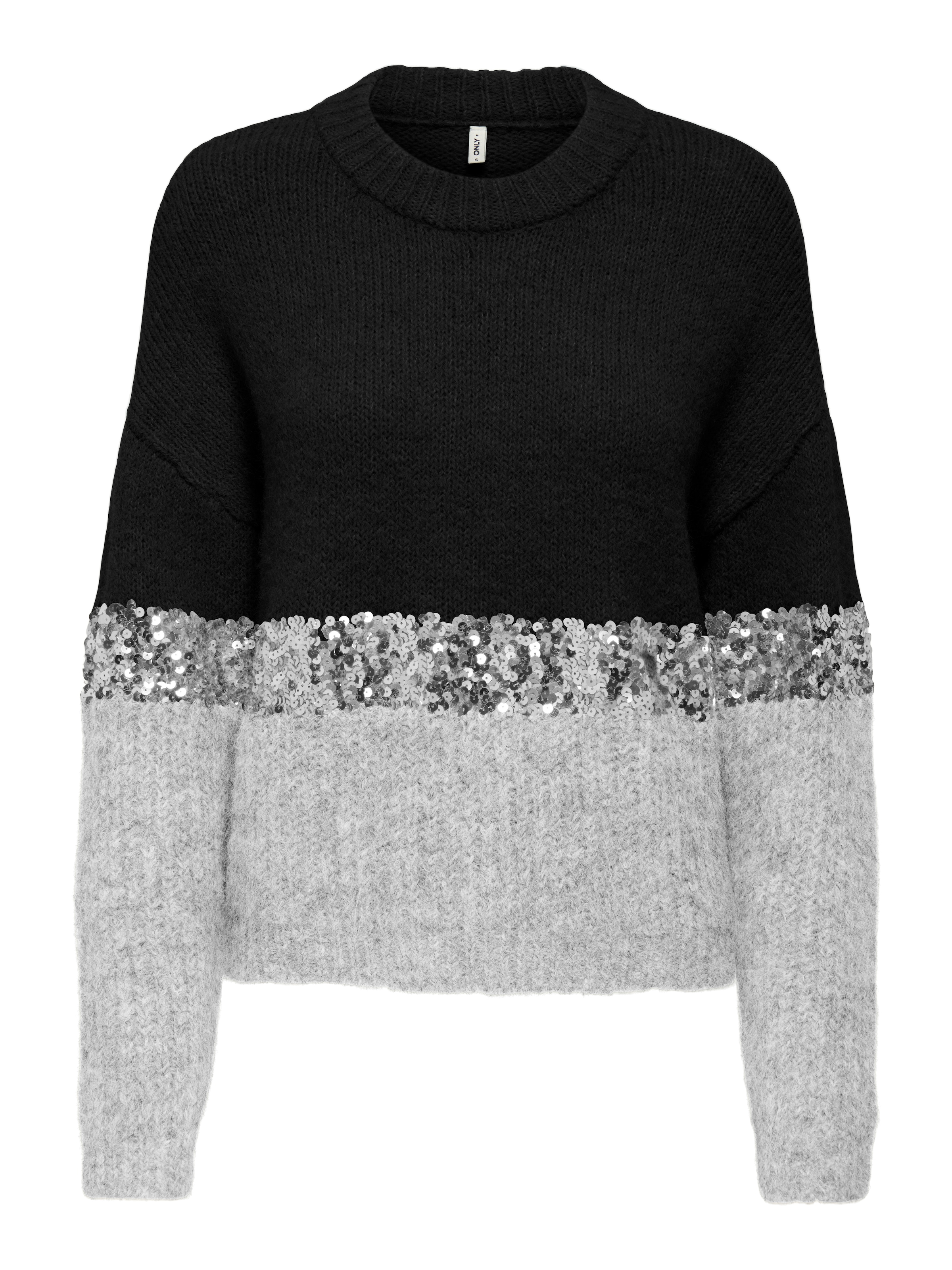 ONLY Rundhalspullover »ONLMAINE LIFE LS SEQUIN BLOCK O-NECK KNT«
