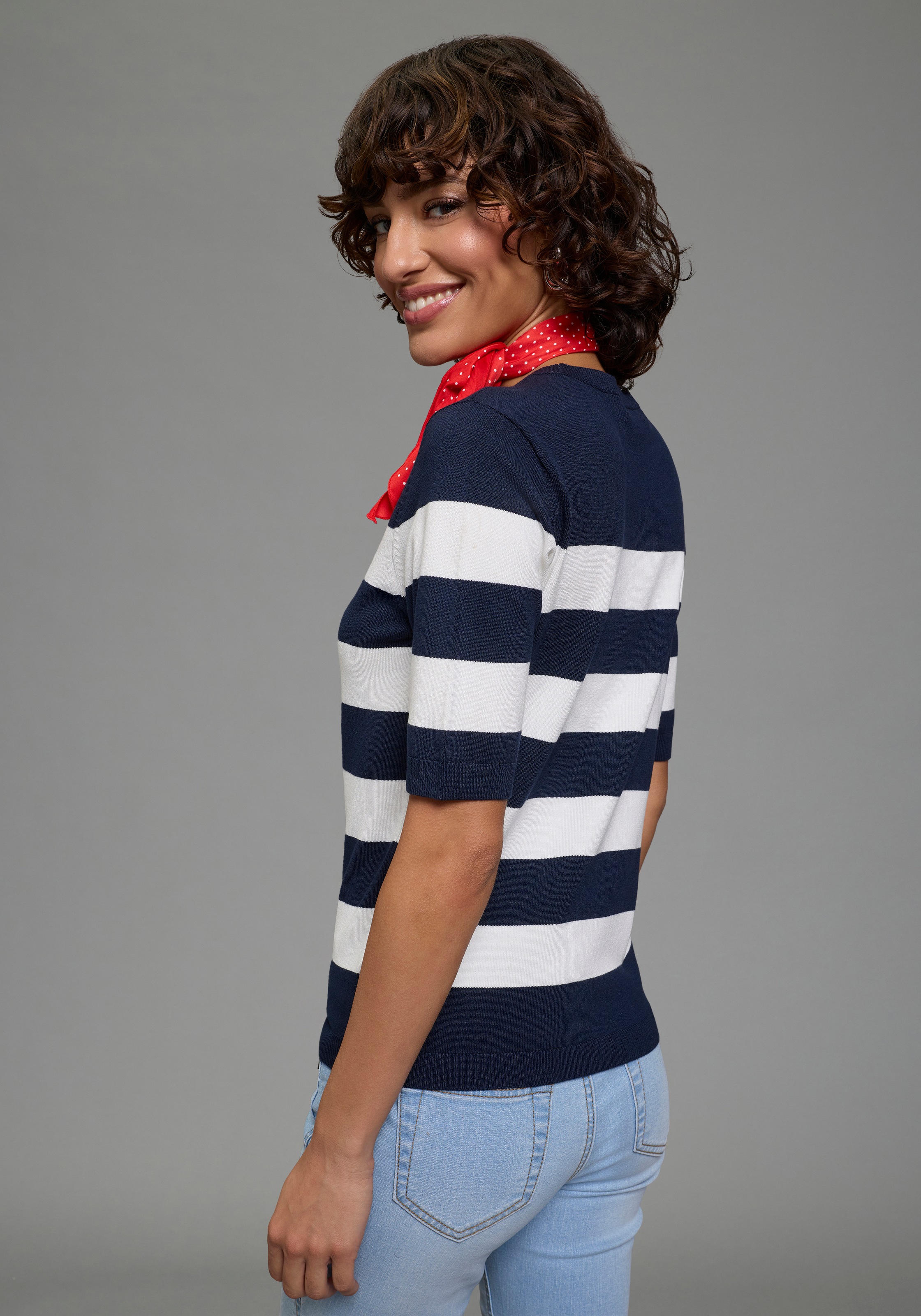 Flashlights Kurzarmpullover aus Viskosemischung mit modernem Schnitt