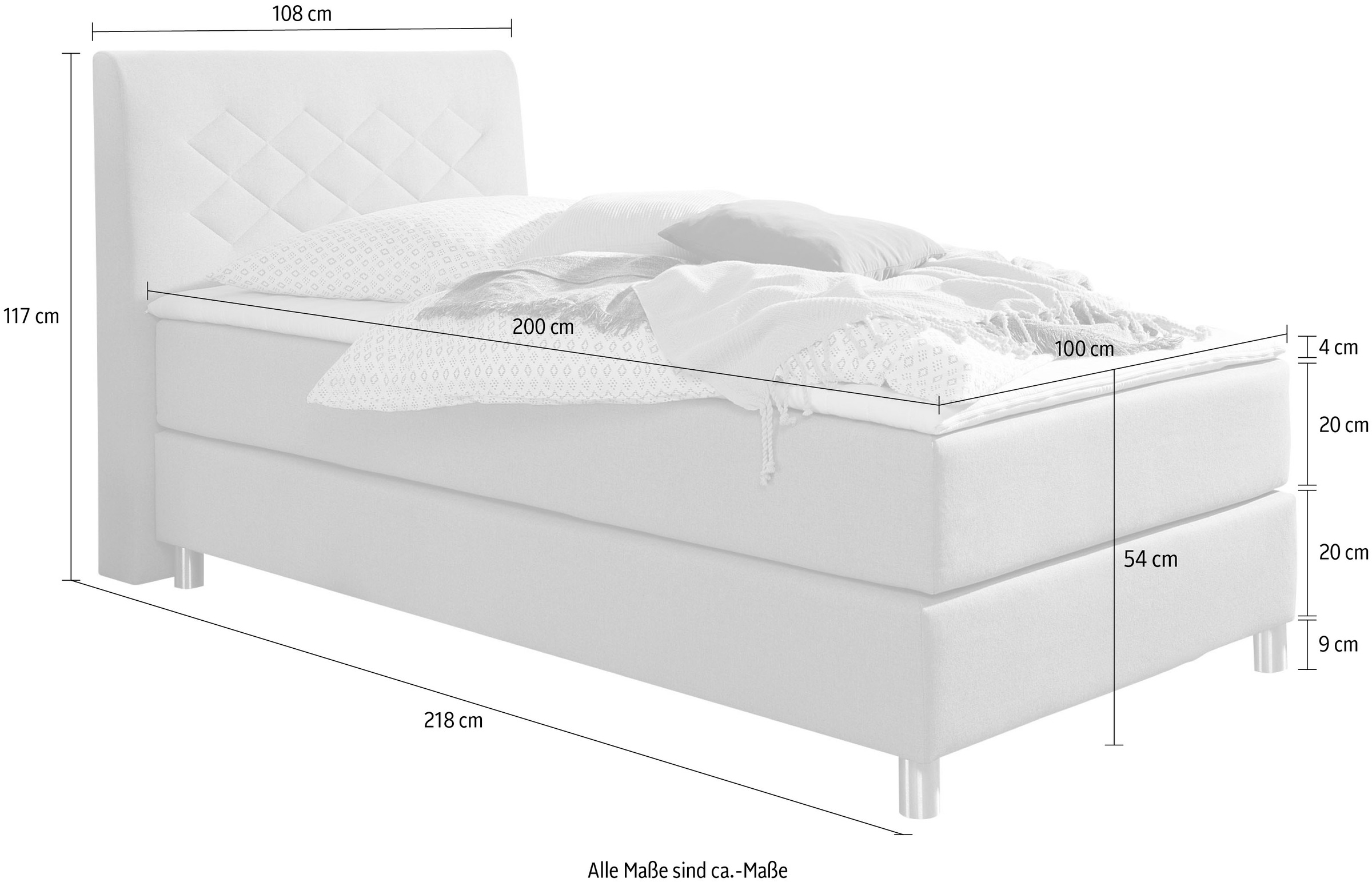 INOSIGN Boxspringbett "Parla", incl. Topper, 4 Farben in 4 Breiten, 2 Härte günstig online kaufen