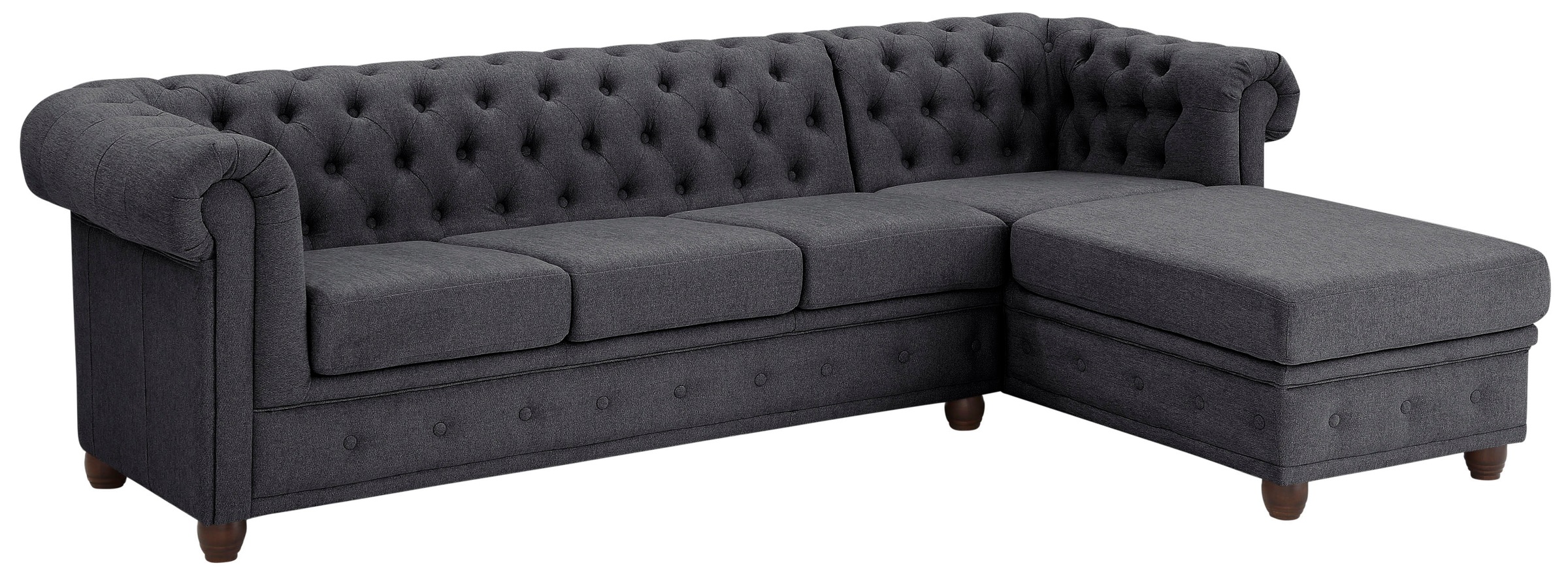 Home affaire Chesterfield-Sofa »New Castle L-Form«, hochwertige Knopfheftung in Chesterfield-Design, B/T/H: 255(171/72)