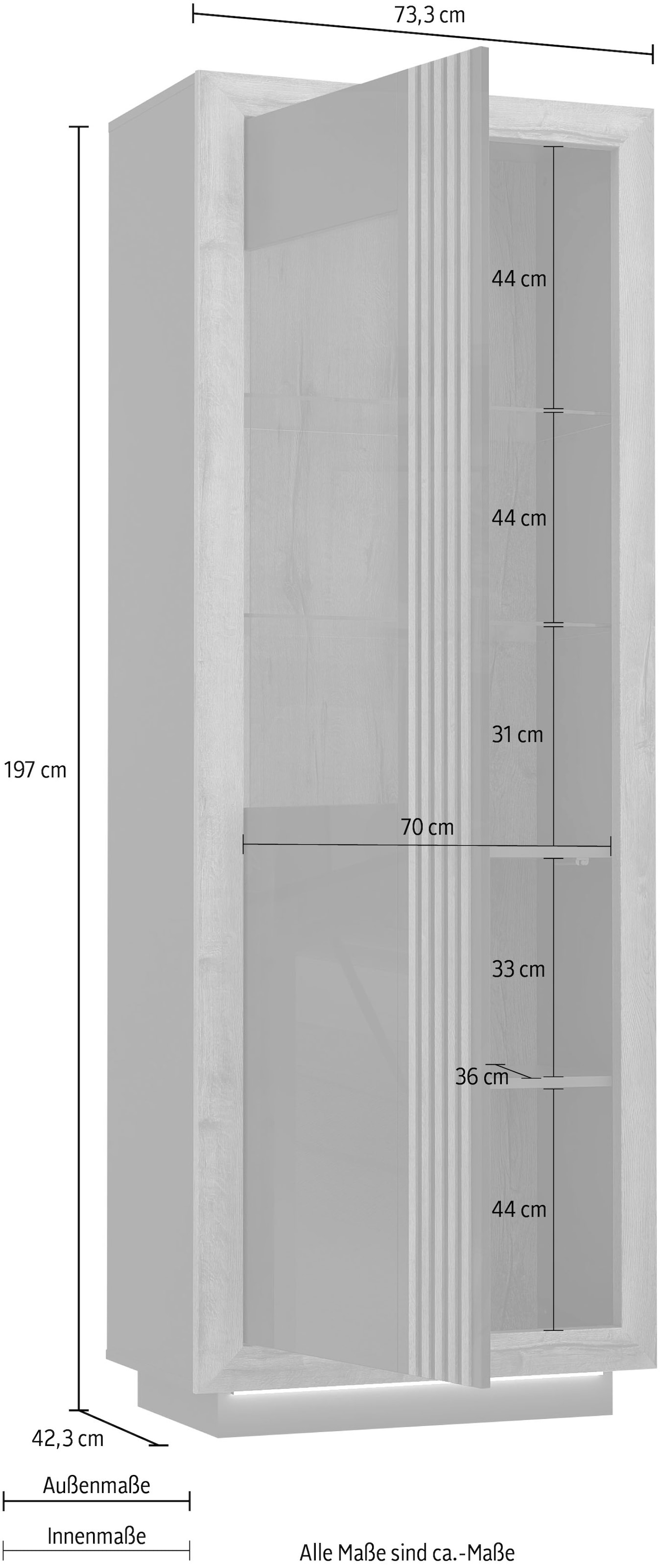 FORTE Highboard »Savona«, Höhe 197 cm, inkl. Lichtleiste im Sockel